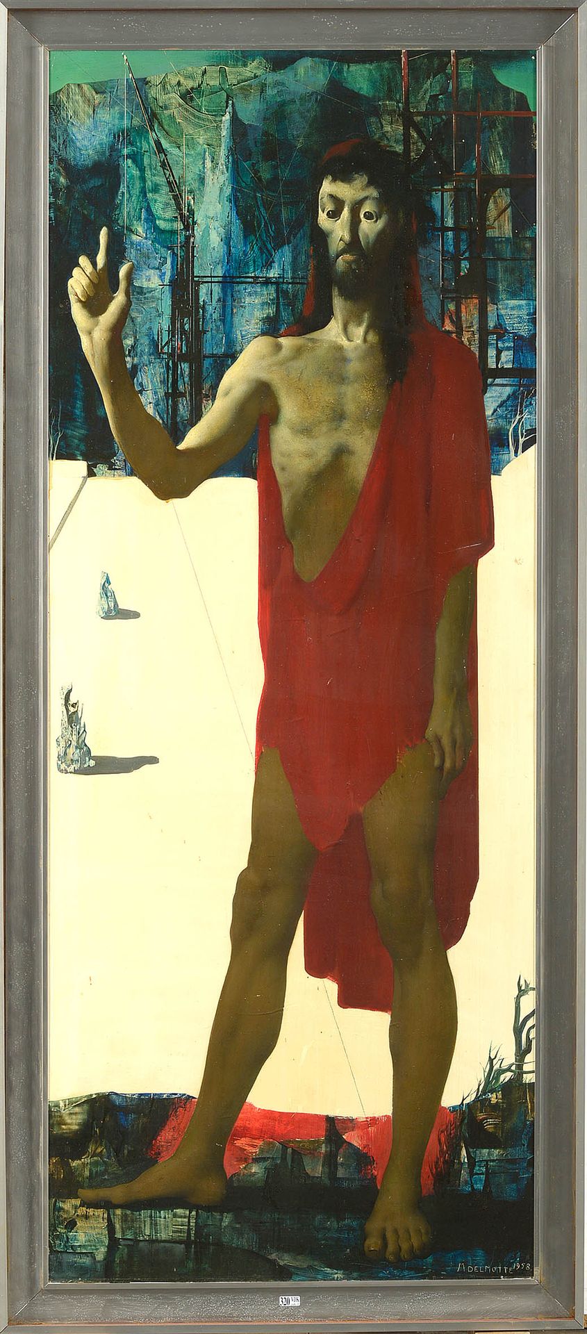 DELMOTTE Marcel (1901 - 1984) 油画《圣塞巴斯蒂安》。右下角有M. Delmotte的签名和1958年及背面的日期。比利时的学校。尺&hellip;
