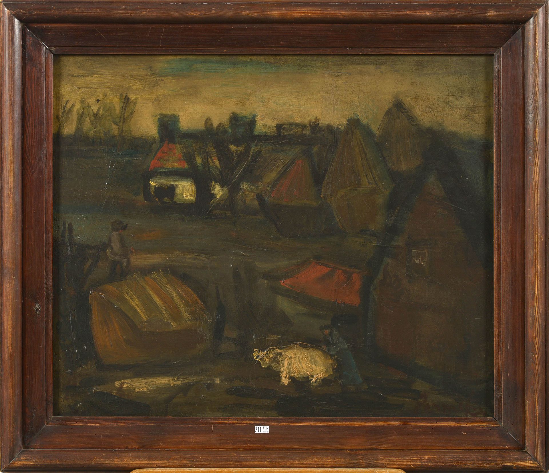 PERMEKE Constant (1886 - 1952) Olio su tela montata su tela "Angolo di villaggio&hellip;