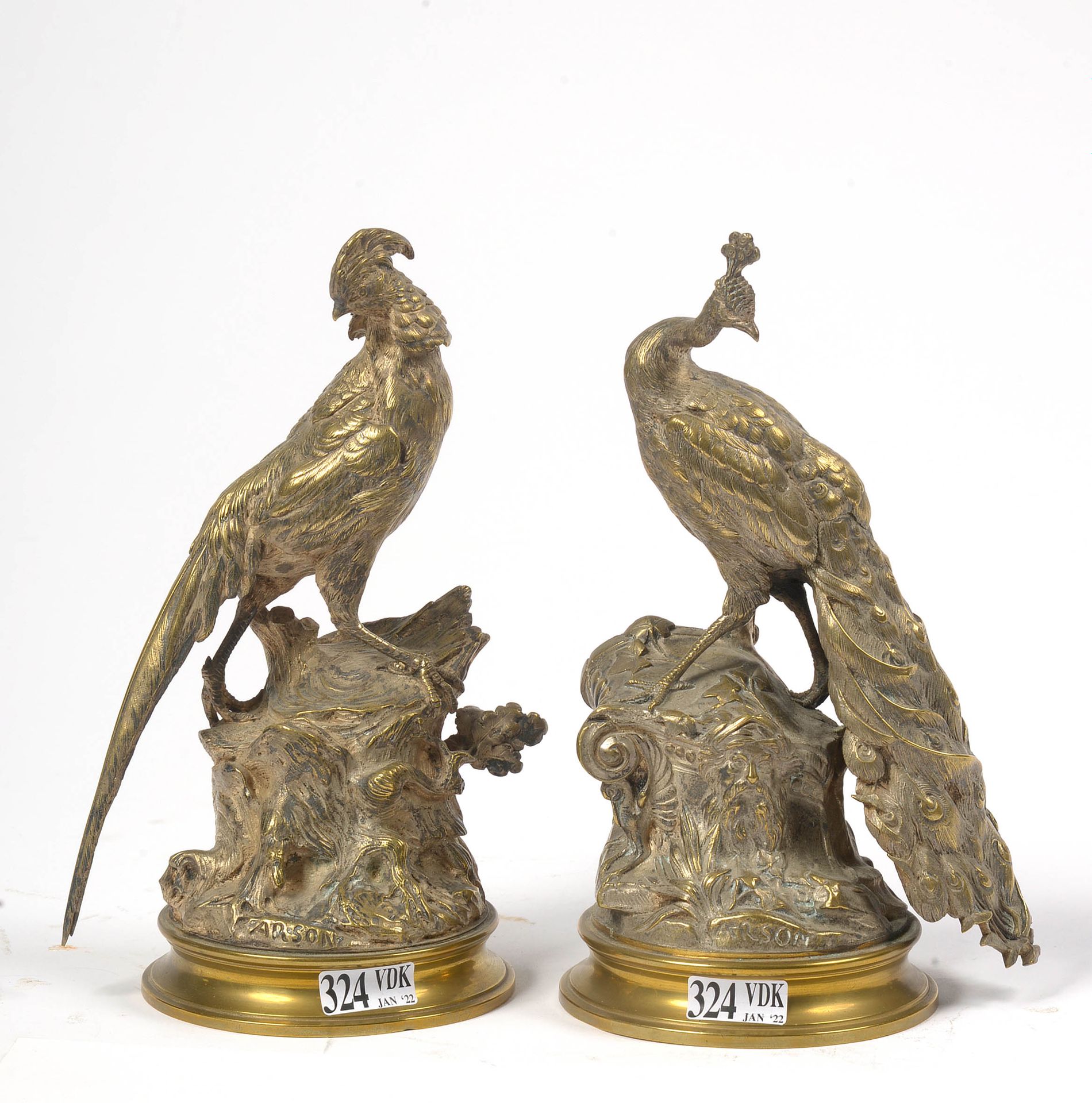 ARSON Alphonse-Alexandre (1822 - 1895) Pair of sculptures representing a "Peacoc&hellip;