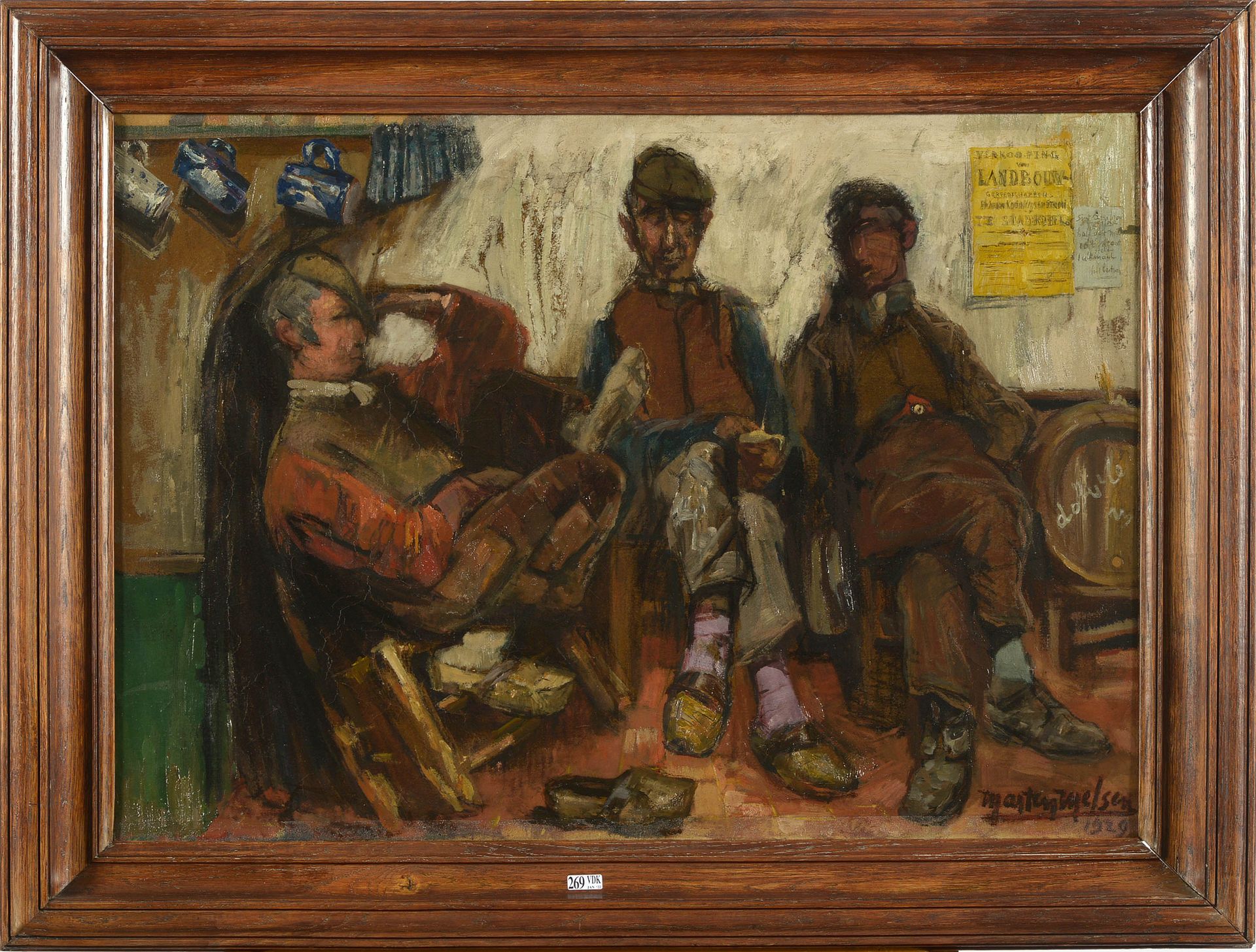 MELSEN Marten (1870 - 1947) Oil on canvas "Bij de boeren". Signed lower right Ma&hellip;