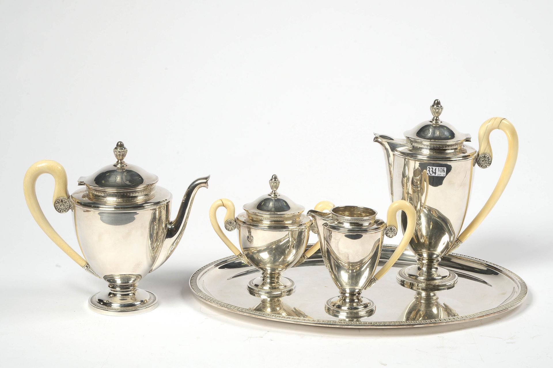 Null Five pieces silver tea and coffee set 925/1000 including a coffee pot, a te&hellip;