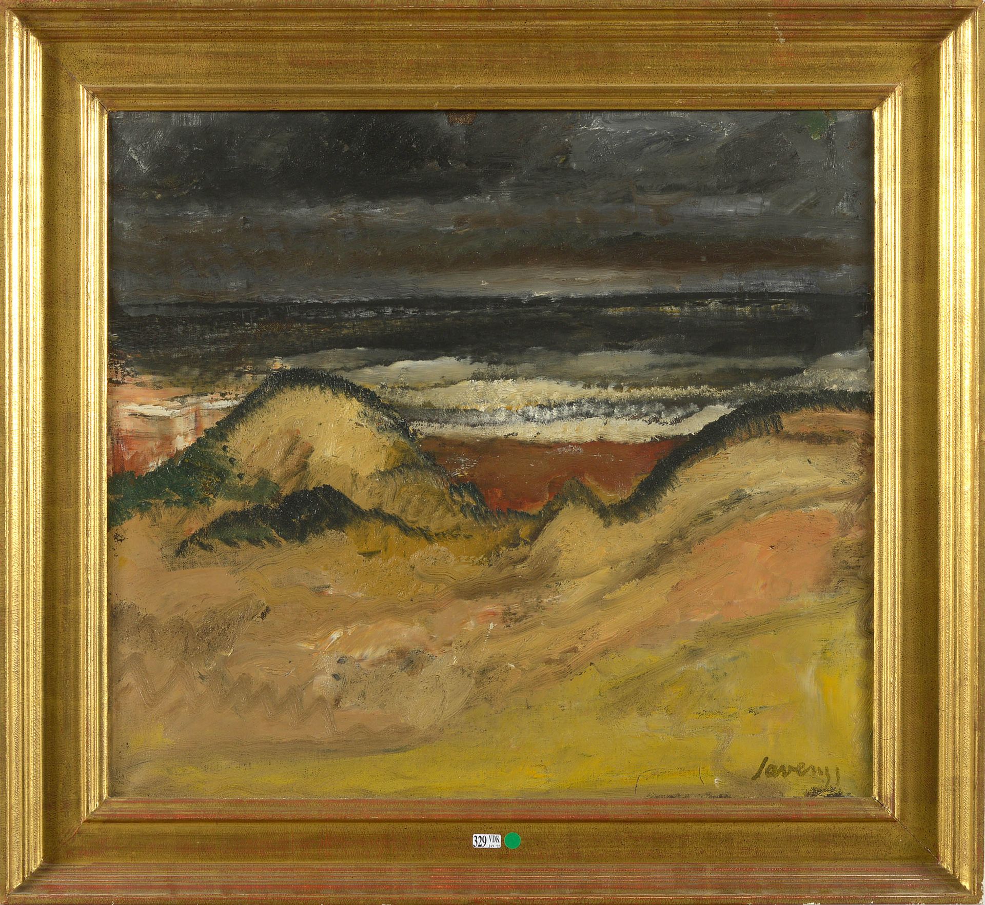 SAVERYS Albert (1886 - 1964) Olio su tela "Vista del Mare del Nord". Firmato in &hellip;