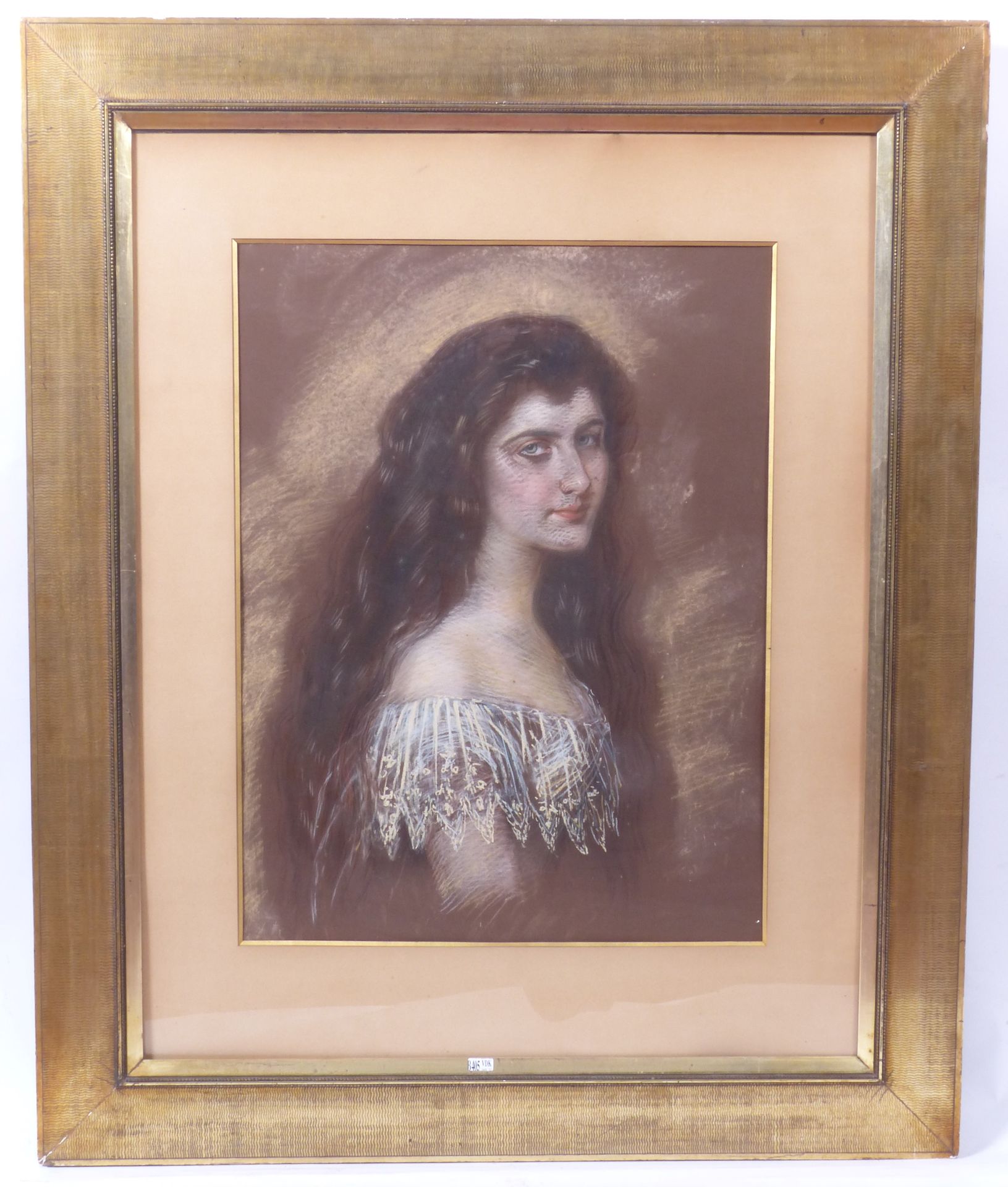 Null 粉彩画 "女人的肖像"。签名为Antoine de Salomé，日期为1875年。年代：19世纪。尺寸：70x51.5厘米。