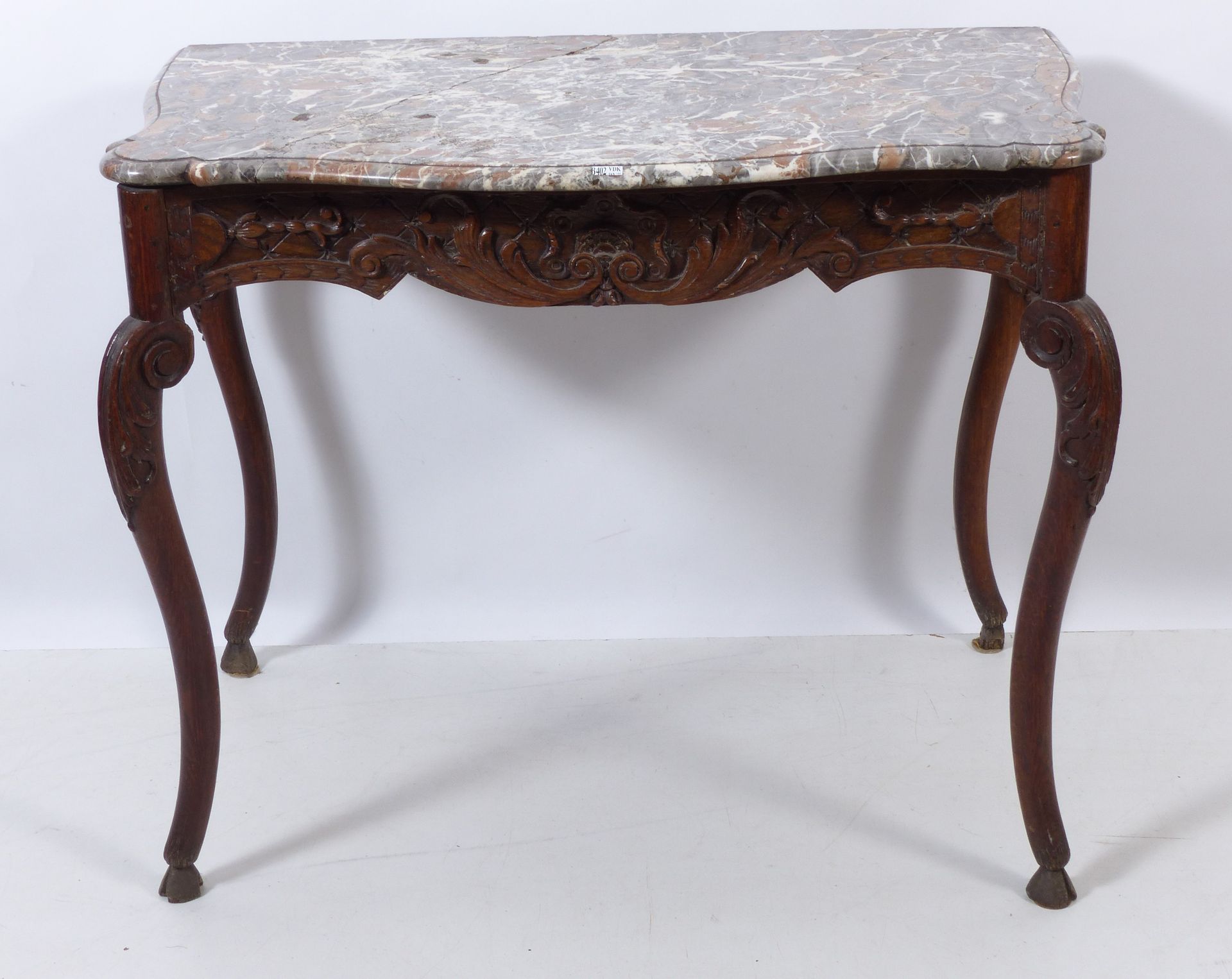 Null A small Regency style console in oak surmounted by a breche marble shelf of&hellip;