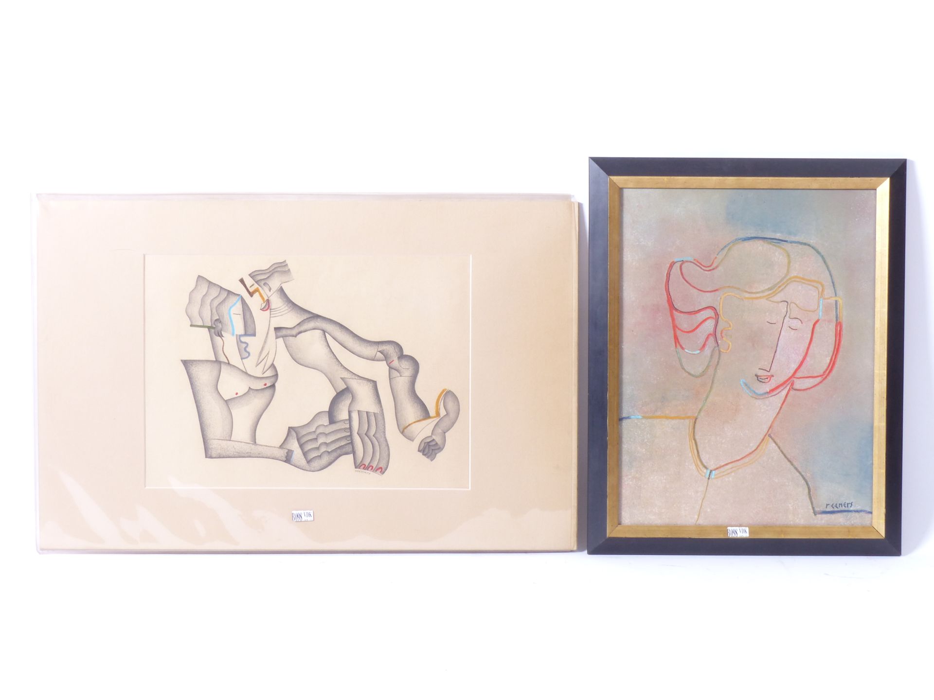 Null A drawing (Dim: 28x39 cm) and a cubist painting (Dim: 41x31 cm). Signed Ree&hellip;