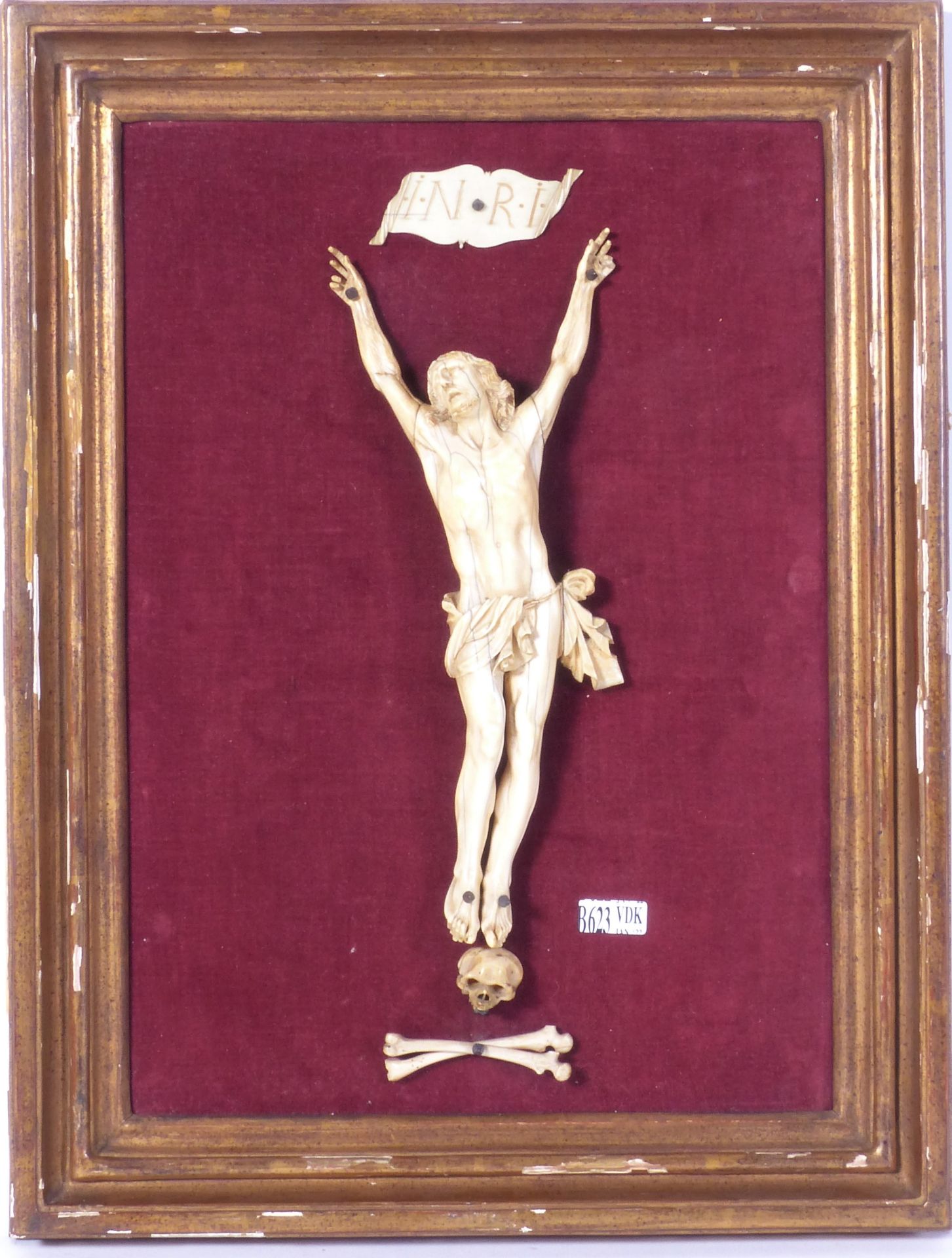 Null 象牙雕刻的 "詹森主义基督"。佛兰德学校。年代：17世纪。(*).L. (christ)+/-26,5cm。