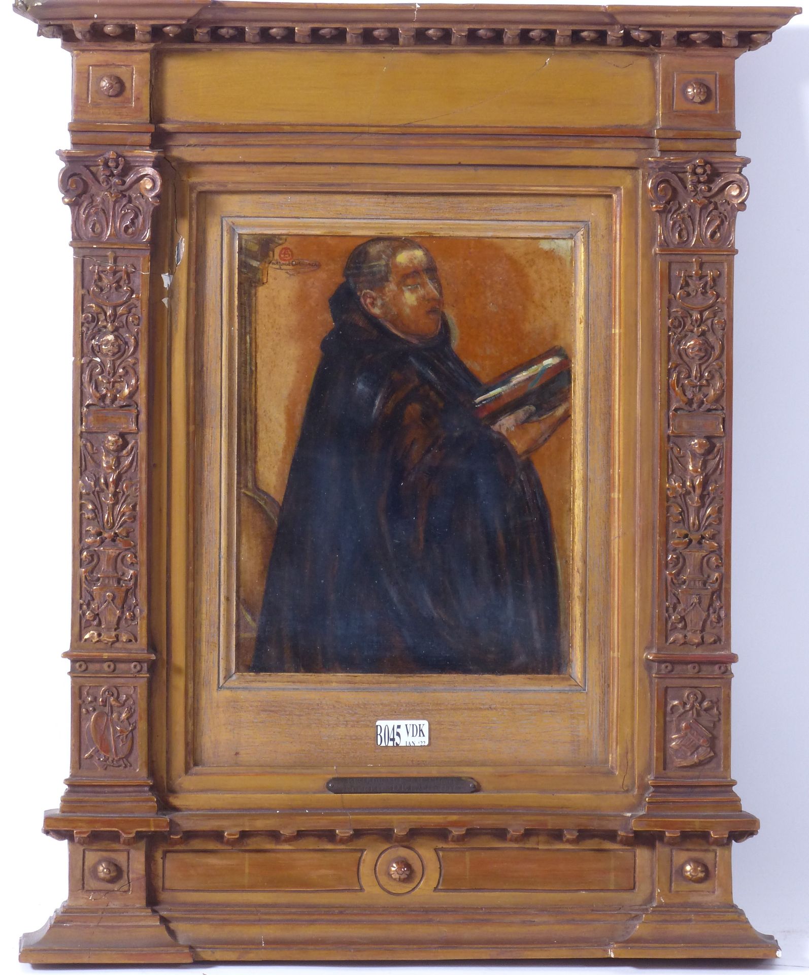 Null Gemälde "Benediktiner beim Gesang". Unterzeichnet von Alfred Delaunois. Grö&hellip;