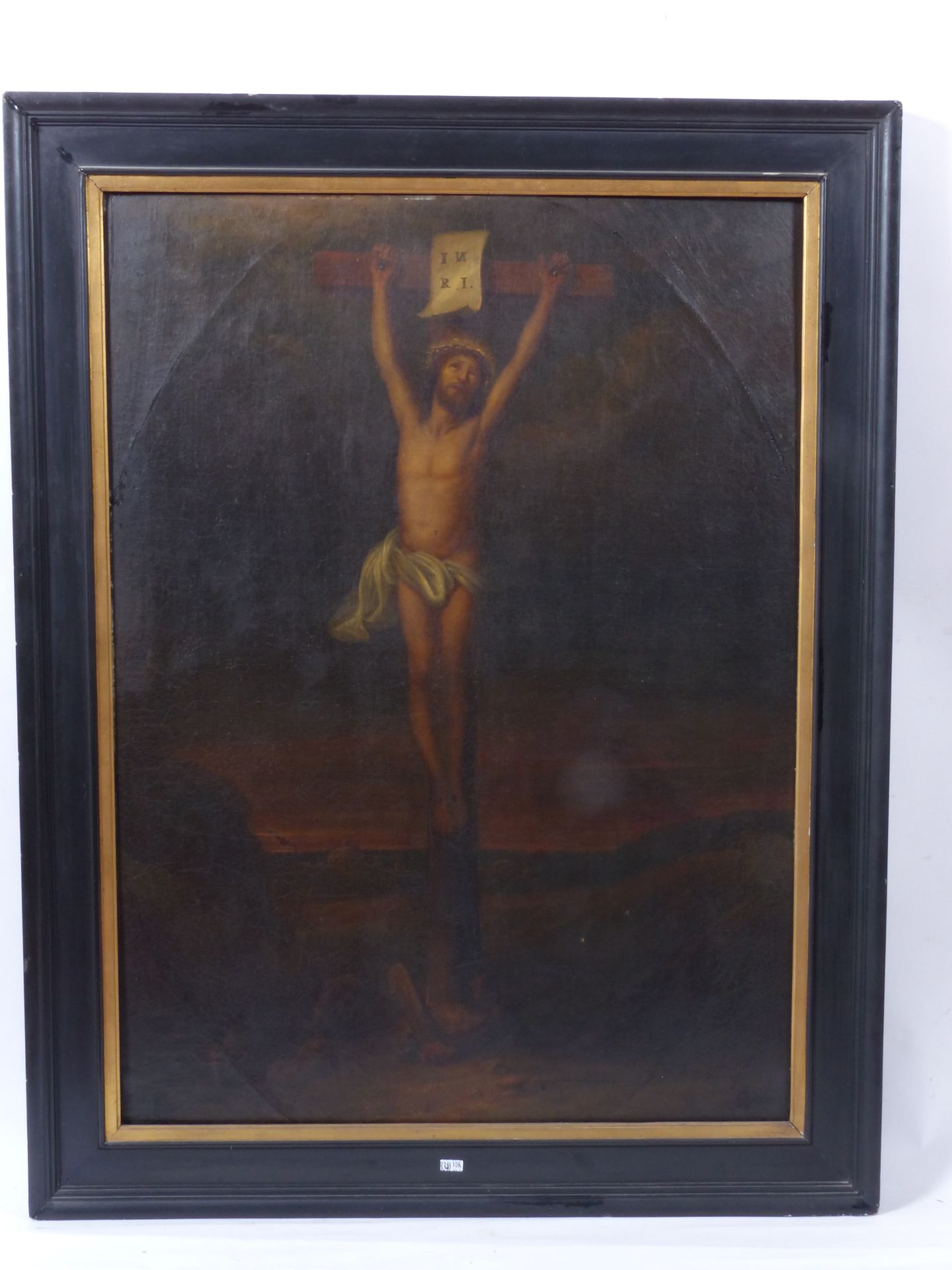 Null Öl auf Leinwand Gemälde "Christus am Kreuz". Flämische Schule. Zeitalter: 1&hellip;