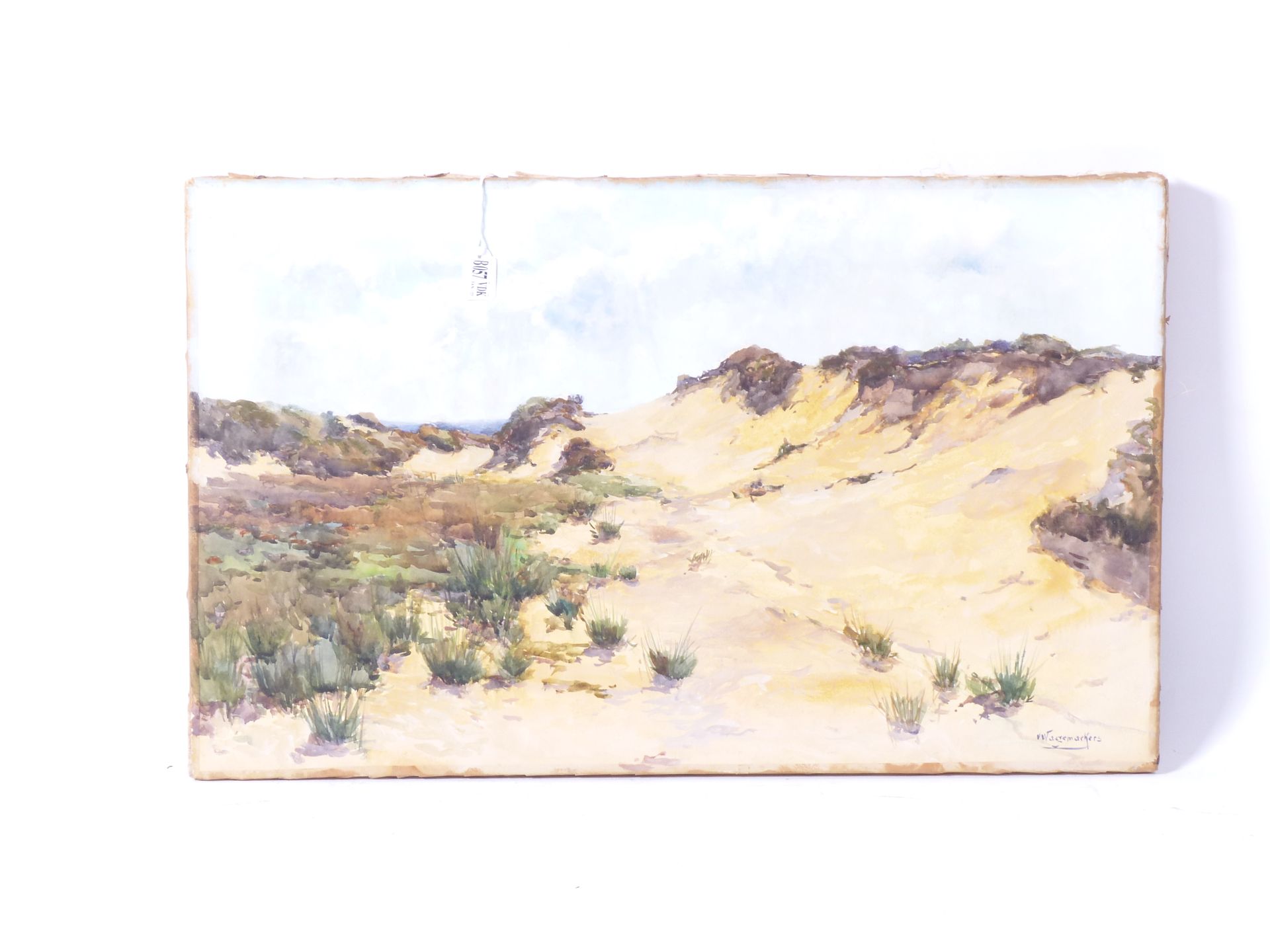 Null 纸上水彩画《沙丘》。签名：维克多-瓦格梅克斯。尺寸：40x65厘米。