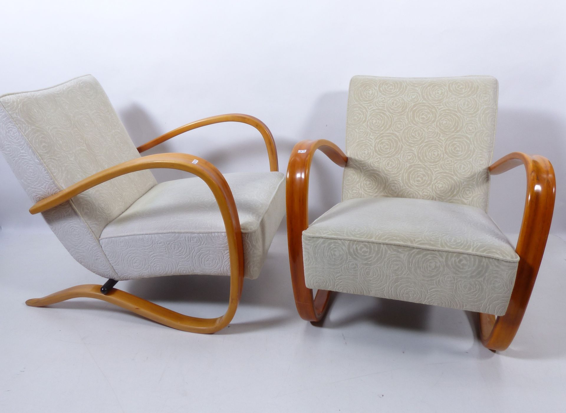 HALABALA Jindrich (1903 - 1978) Pair of armchairs model H269 with wooden frame a&hellip;