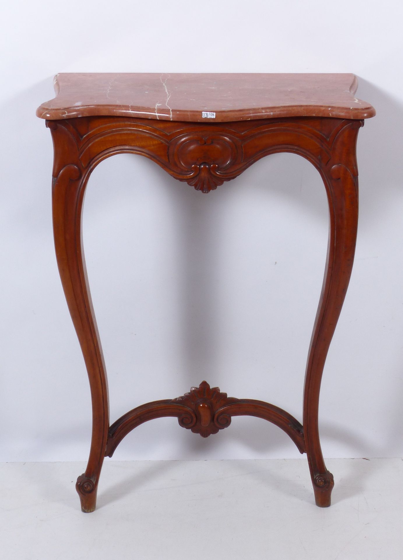 Null Petite console Napoléon III en acajou et marbre orangé. Epoque: 19e siècle.&hellip;