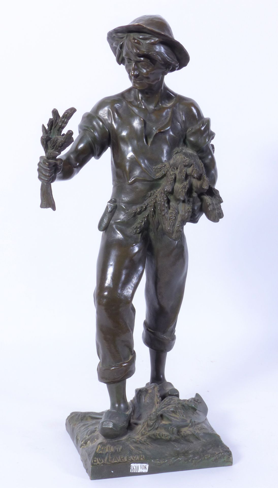DE WEVER Auguste (1836 - 1910) "Fruit of labor" in bronze with brown patina. Sig&hellip;