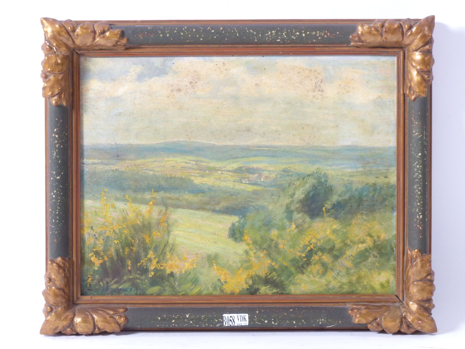 Null 油画 "Paysage Ardennais"。签名为Léon Houyoux，日期为1927年。尺寸：25x32厘米。
