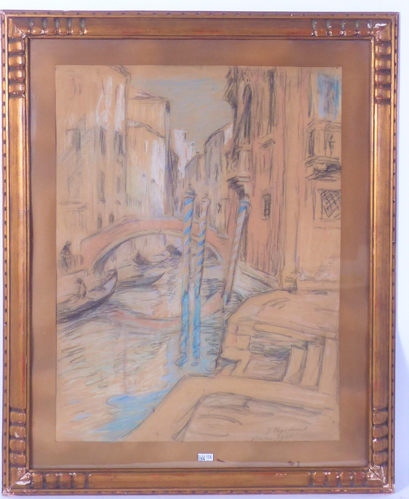 THYSEBAERT Emile (1871 - 1962) "Venise" pastel sur papier. Signé en bas à droite&hellip;