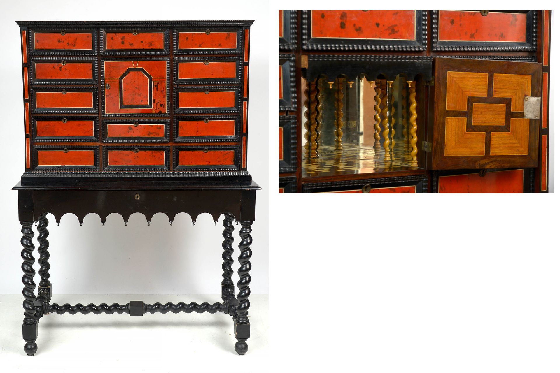Null Cabinet en bois de placage et marqueterie géométrisée pour les parties laté&hellip;