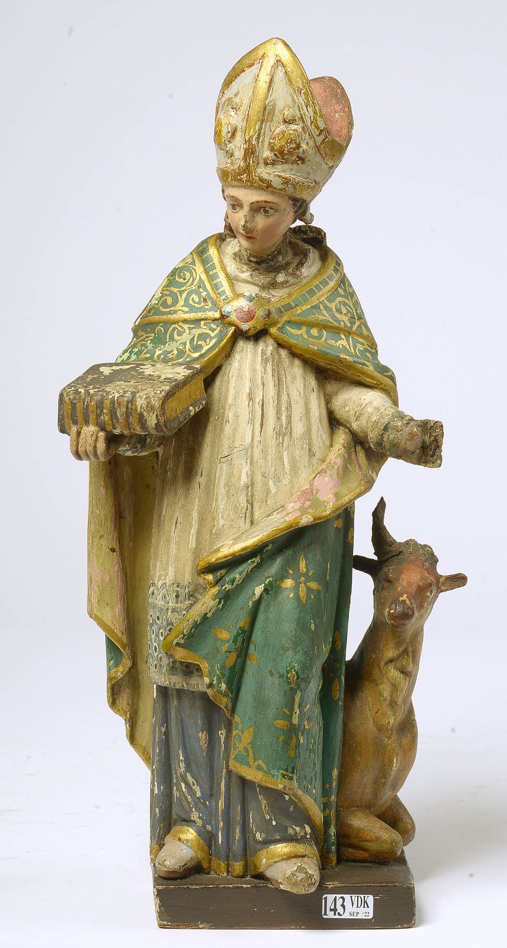 Null "Saint Hubert" en bois sculpté et polychromé. Travail flamand. Epoque : fin&hellip;