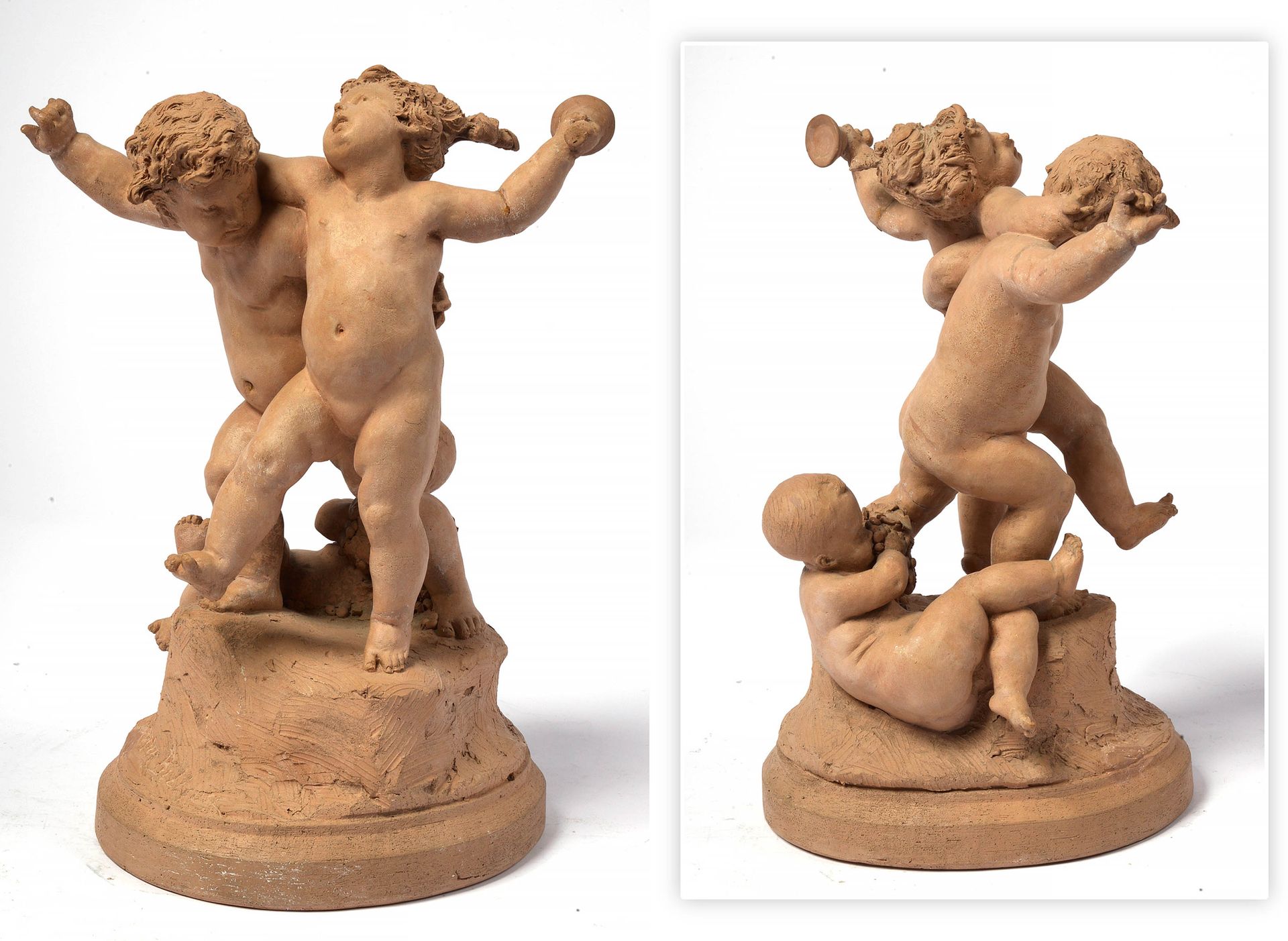CARRIER-BELLEUSE Albert-Ernest (1824 - 1887) "Tres niños jugando" en terracota. &hellip;