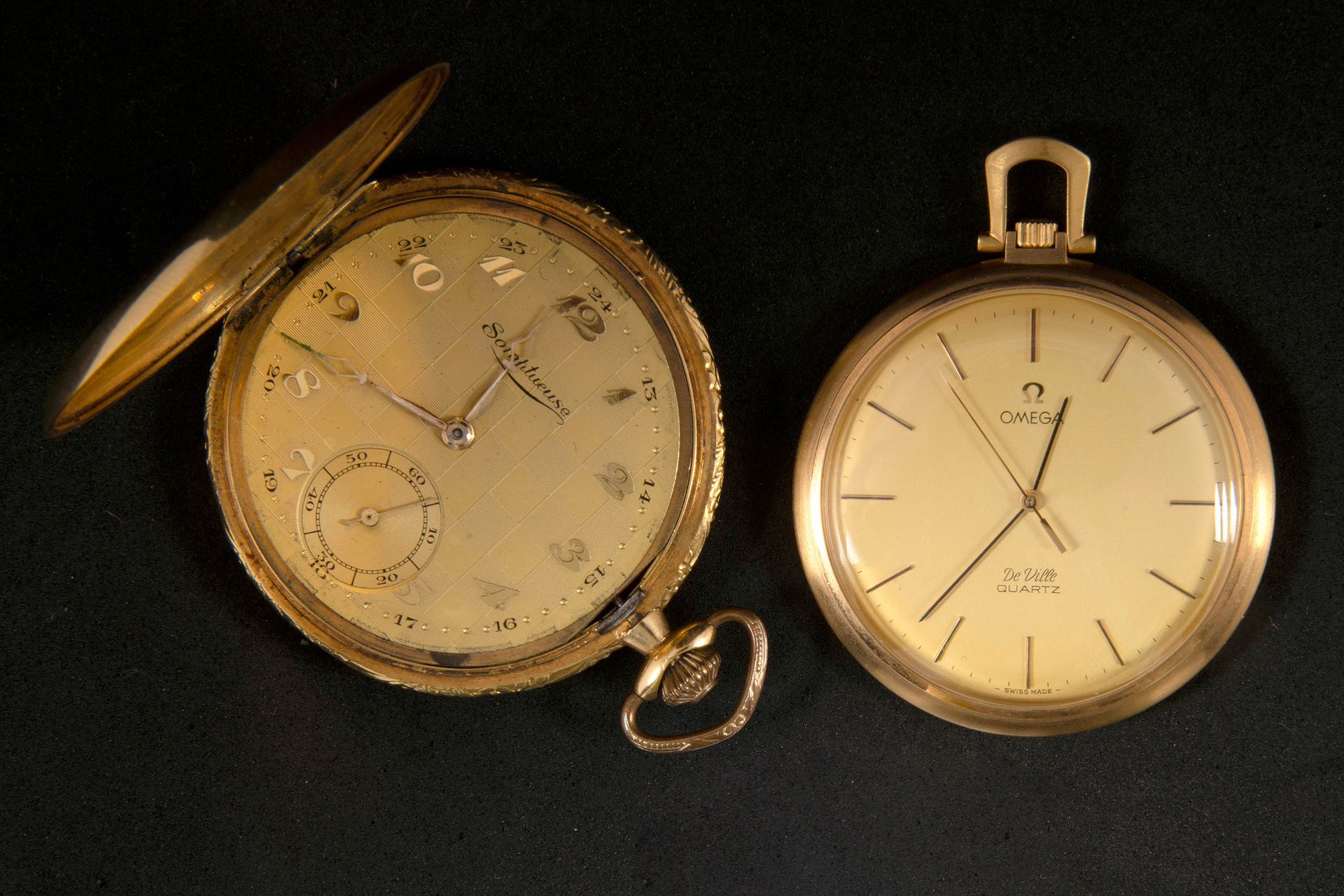 Null Deux montres gousset: Une en or jaune 18 carats de marque Somptueuse et une&hellip;