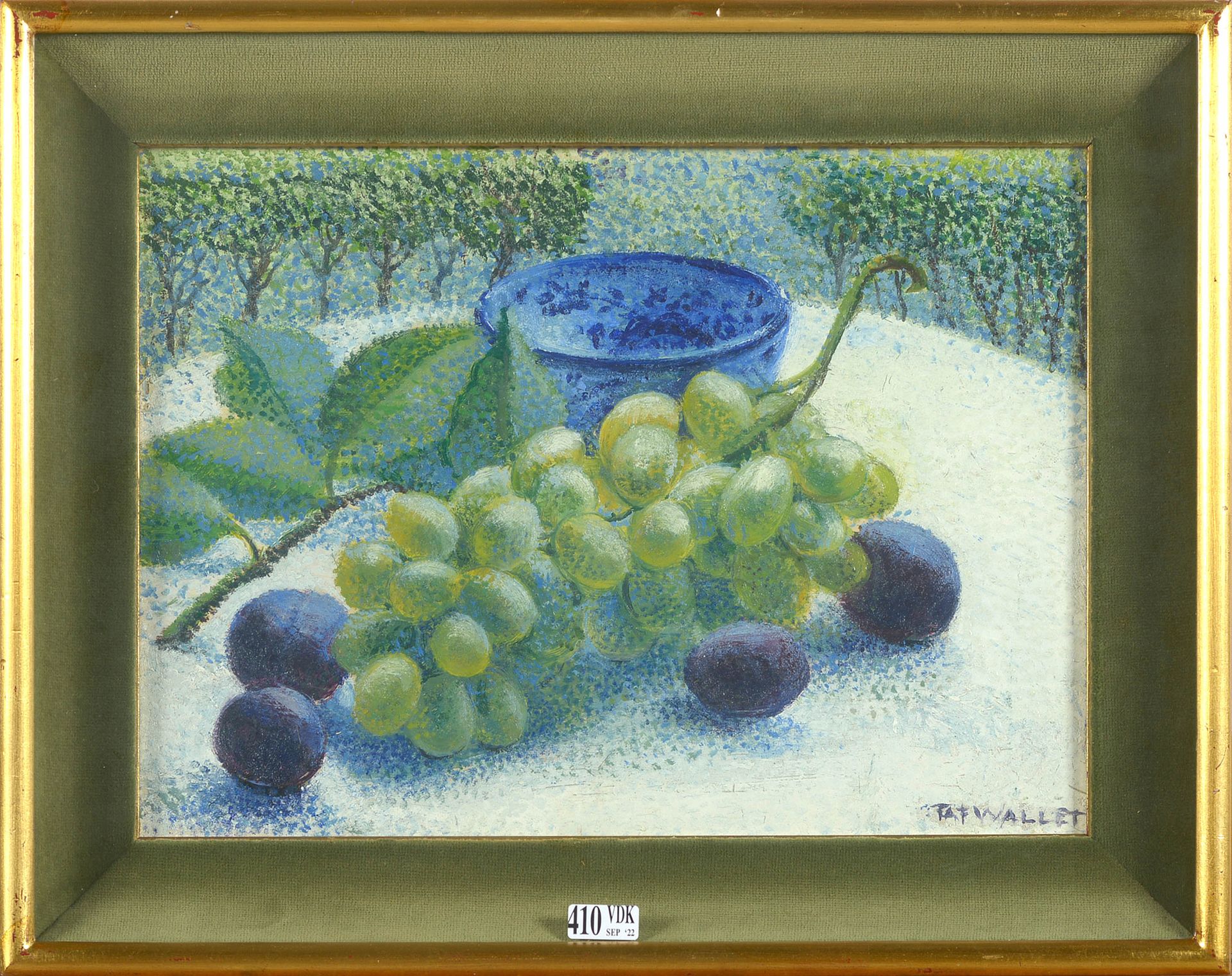 WALLET Taf (1902 - 2001) Olio su tavola "La grappe de muscat". Firmato in basso &hellip;