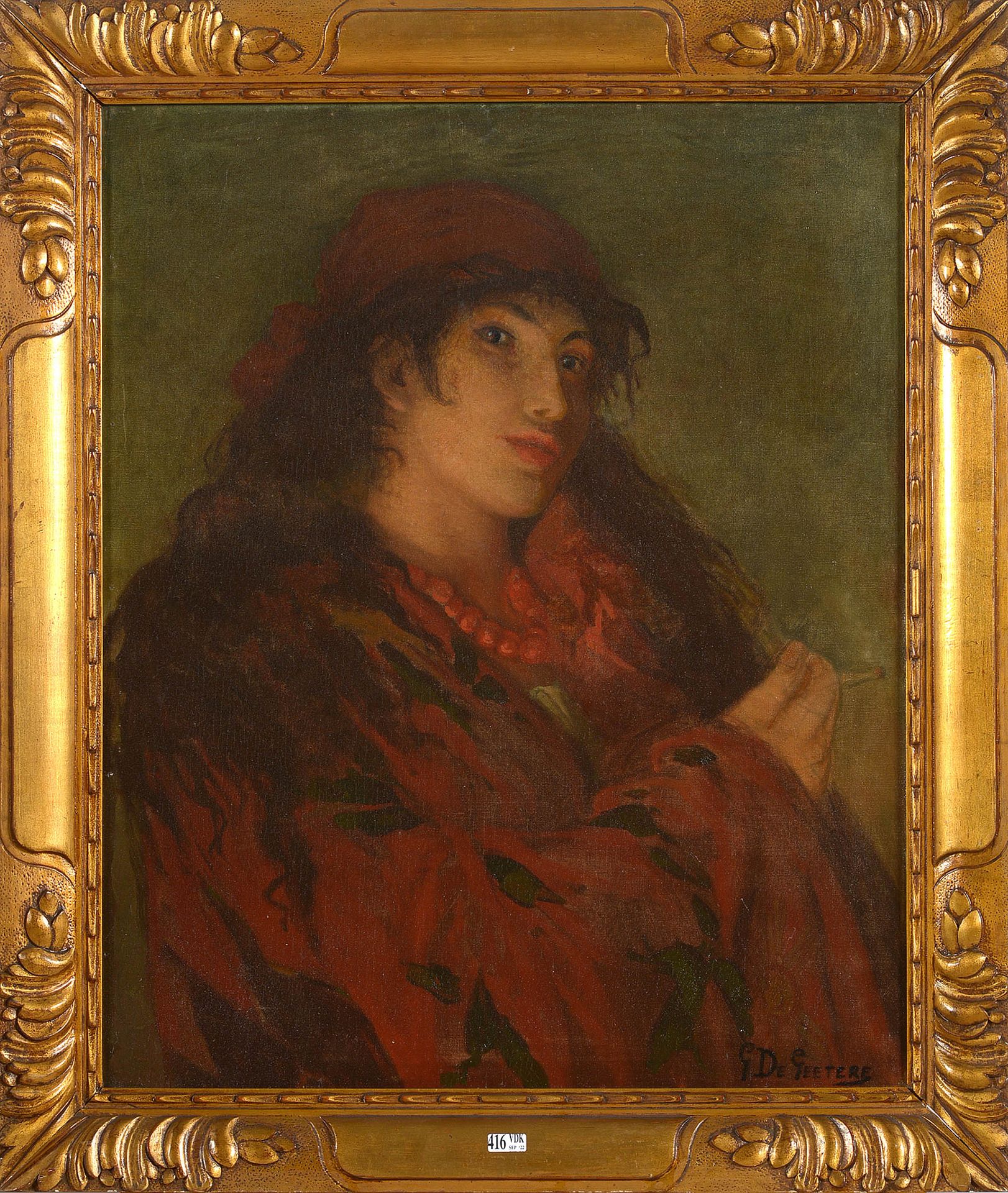DE GEETERE Georges François (1859 - 1929) Huile sur toile "La belle gitane". Sig&hellip;