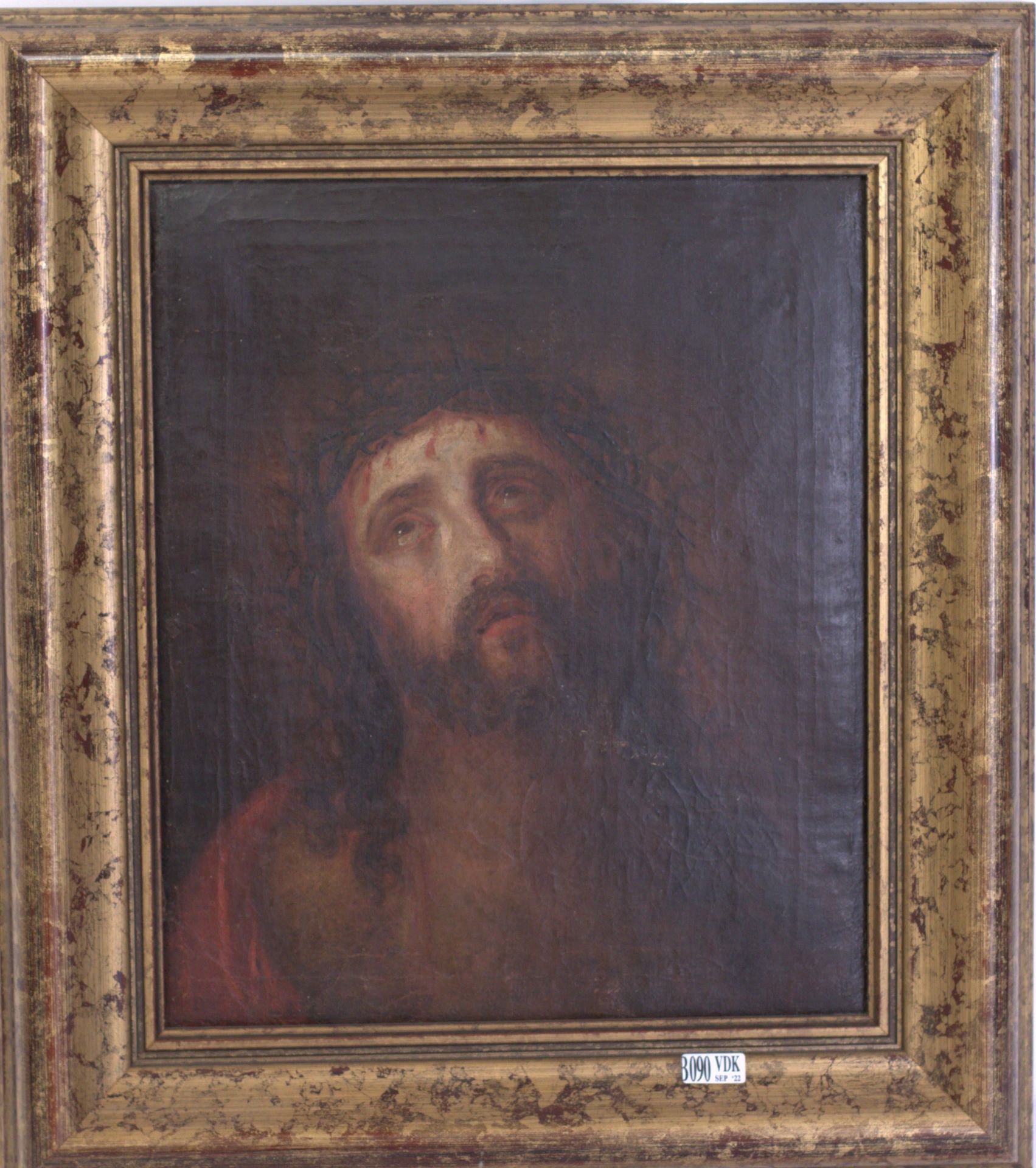 Null Huile sur toile "Visage du Christ". _x000D_

Epoque XVIIIème (?)._x000D_

3&hellip;