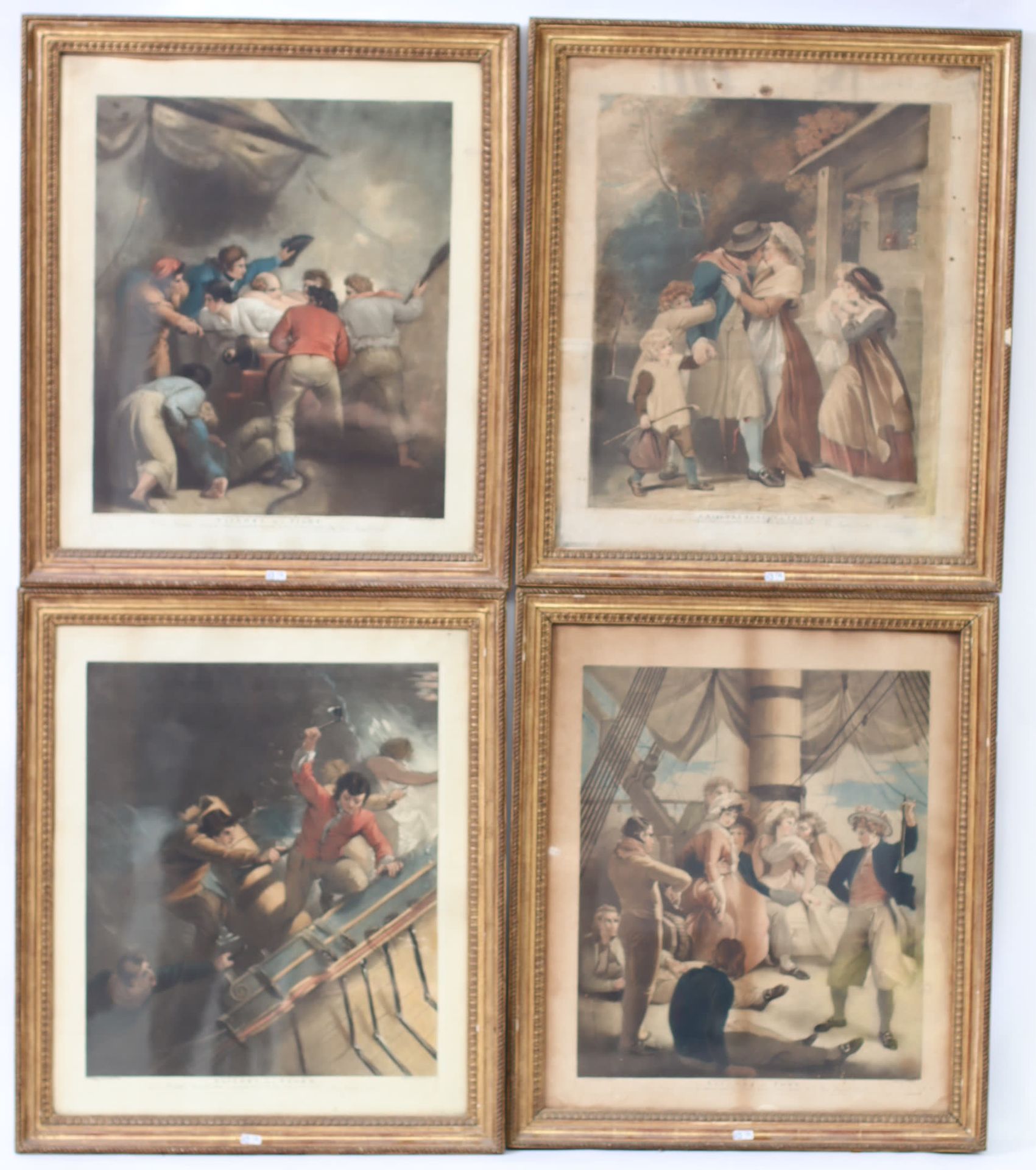 Null Suite 4 gravures encadrées "Sailors ma Fight, Sailors in port, etc" gravées&hellip;