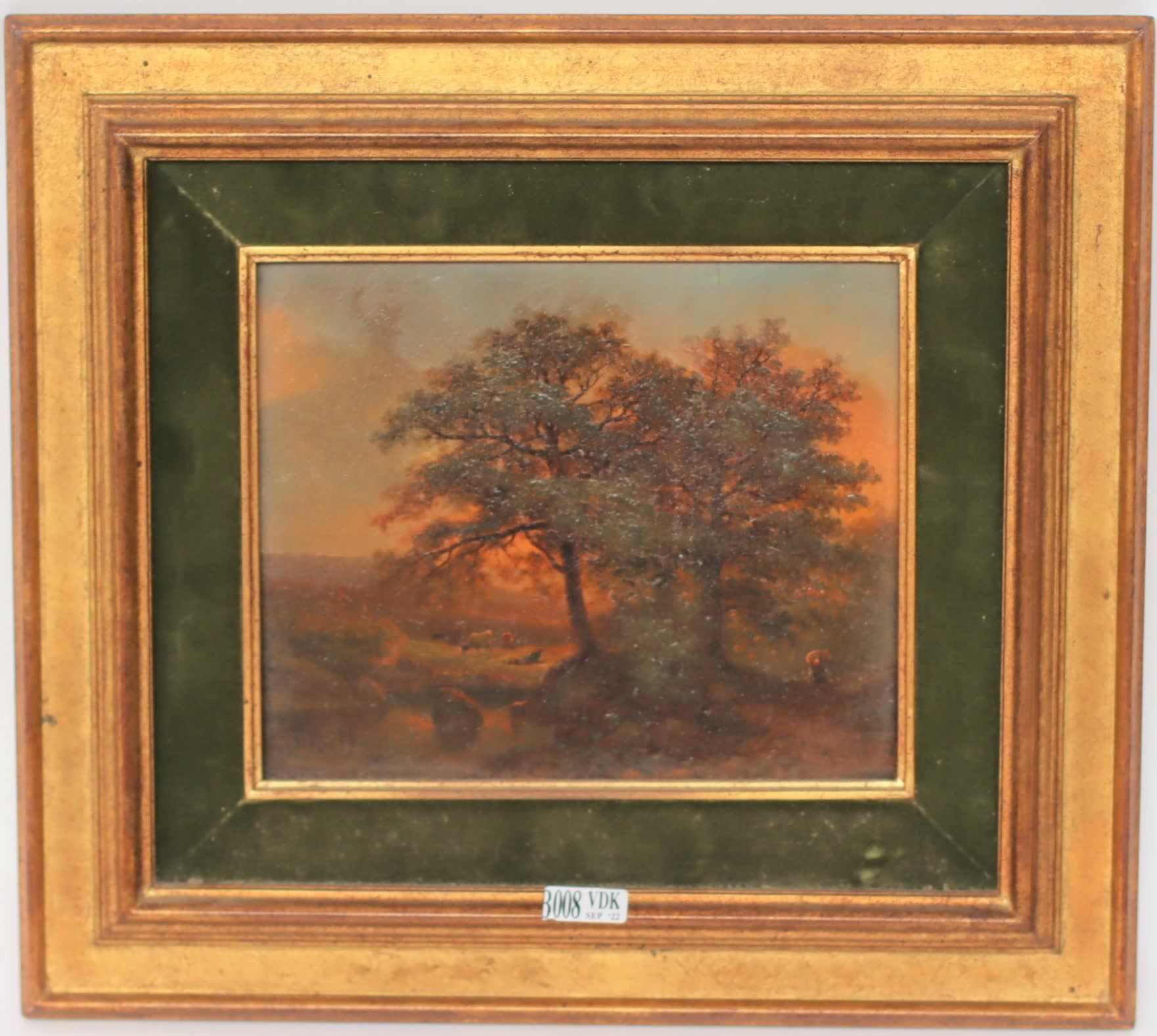 Null 油画板上的 "动画风景"。_x000D_

签署了弗兰斯-基尔霍夫。_x000D_

年代：19世纪。

34x30厘米