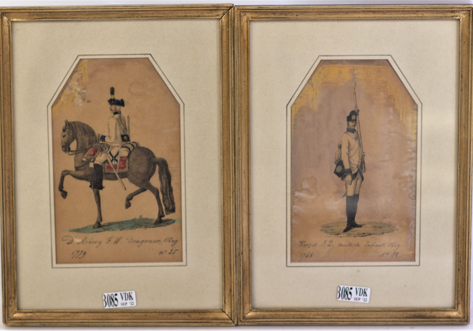 Null Due disegni acquerellati su carta "Soldati". _x000D_

Periodo: XVIII secolo&hellip;