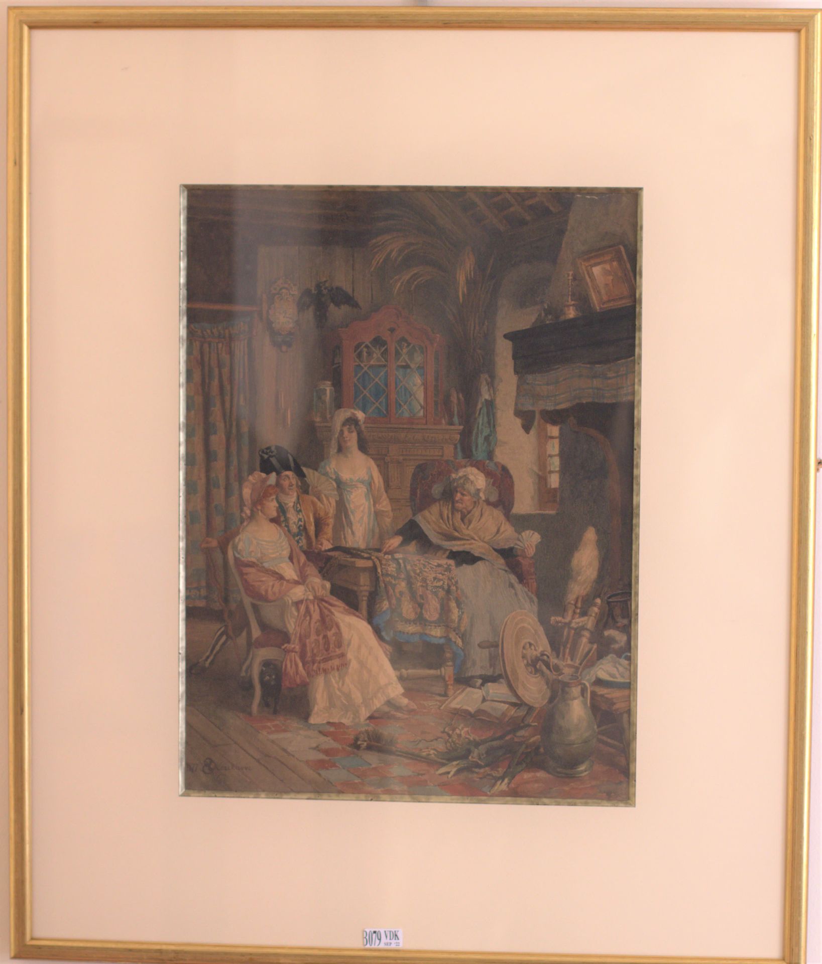 Null 纸上水彩画《室内》。_x000D_

签名的克尔乔夫。_x000D_

年代：19世纪。

40x29厘米