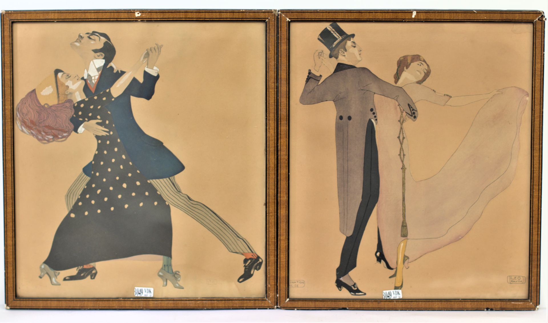 Null 2个加强版画 "舞蹈"。_x000D_

签名为Leo Rauth，日期为1911年。_x000D_

德国学校。_x000D_

39x37cm (&hellip;