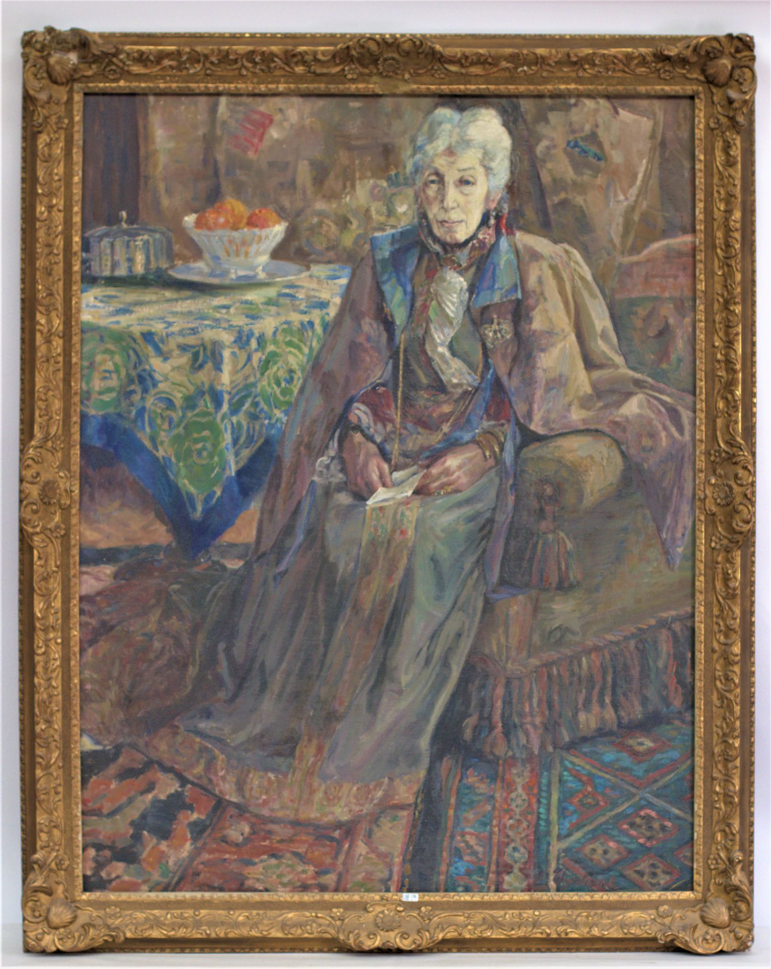 Null Quadro "Ritratto della signora Fraikin" di Emile Thysbaert. 127x98cm