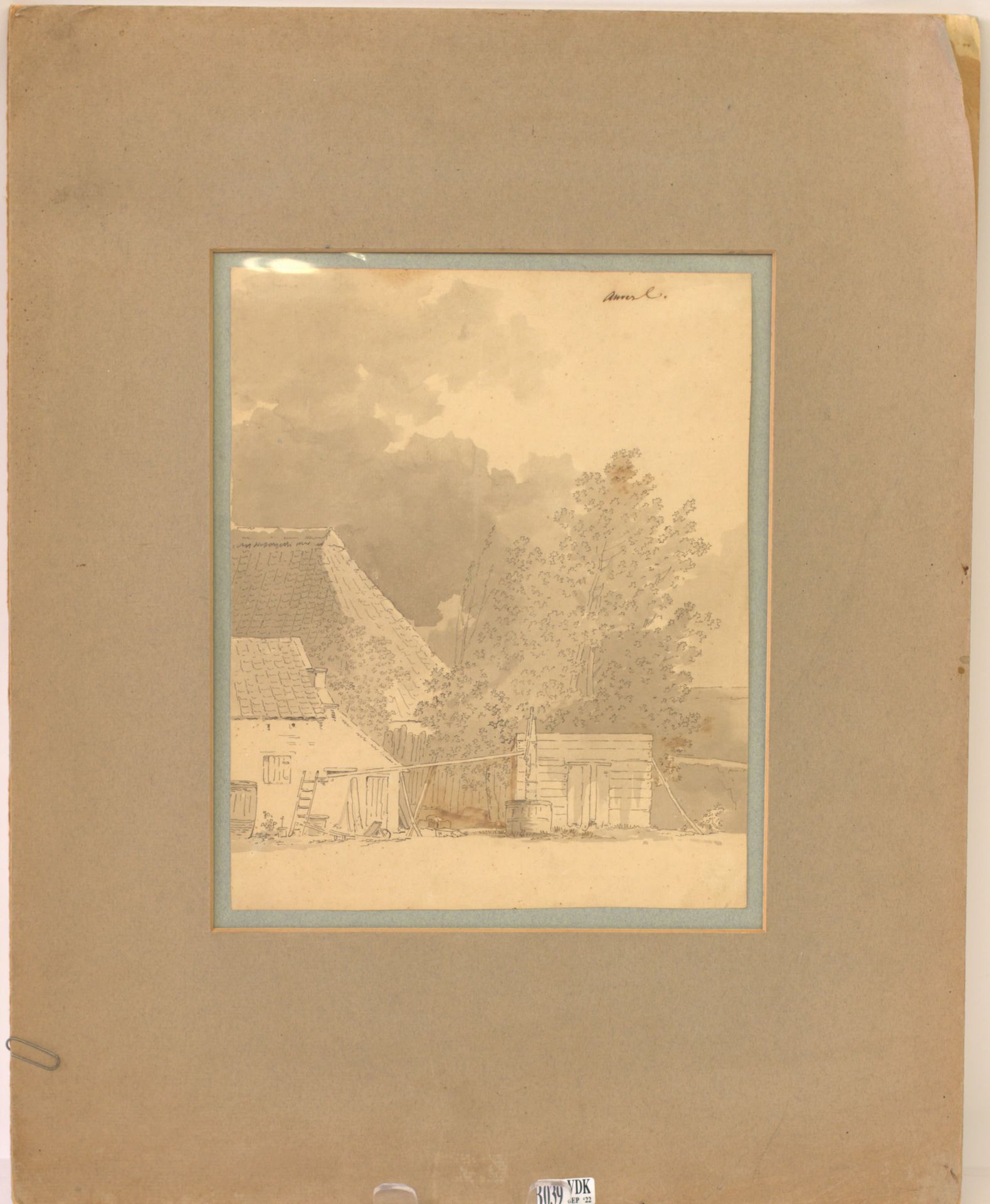 MONGIN Antoine Pierre (1761 - 1827). Attribué à. "安特卫普乡下的老农舍 "纸上墨笔和黑色水墨。归功于安托万-皮&hellip;