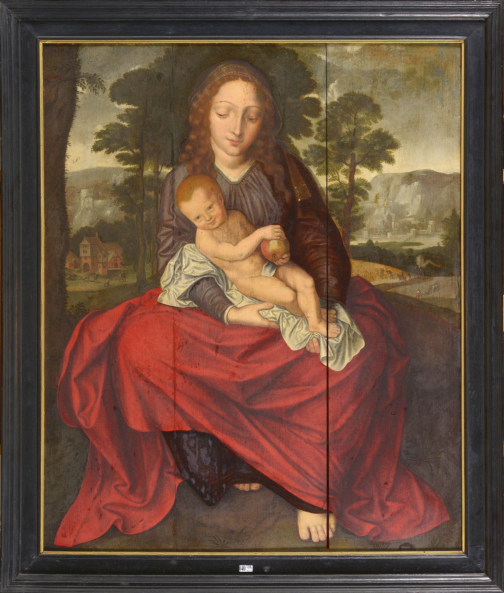 MATSYS Jan (1509 - 1575). (?). Huile sur panneau de chêne "Vierge à l'enfant sur&hellip;