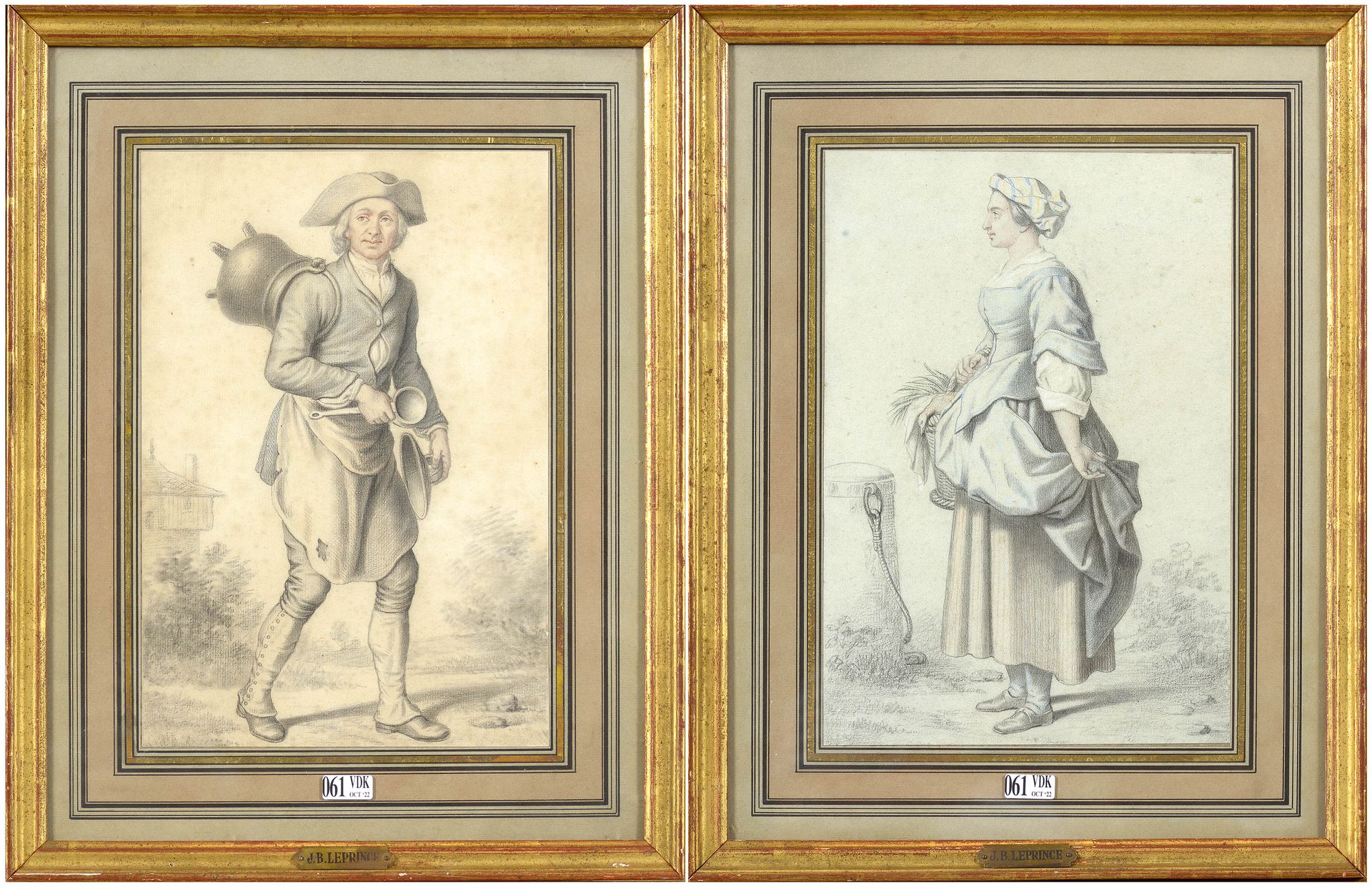 LEPRINCE Jean-Baptiste (1734 - 1781). Attribués à. "Peasant Woman" and "Boilerma&hellip;