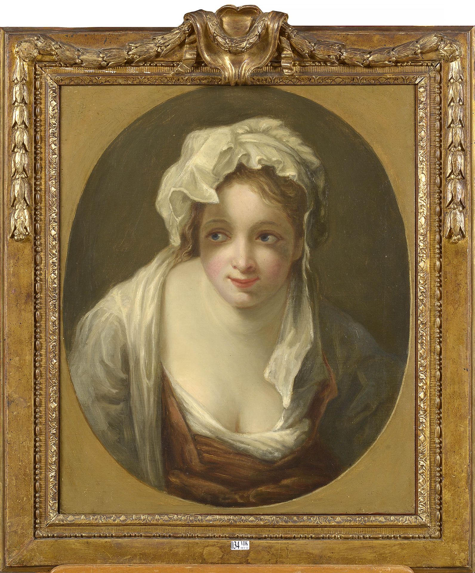 CHARDIN Jean-Baptiste Siméon (1699 - 1779). D'après. Huile sur toile "Portrait d&hellip;