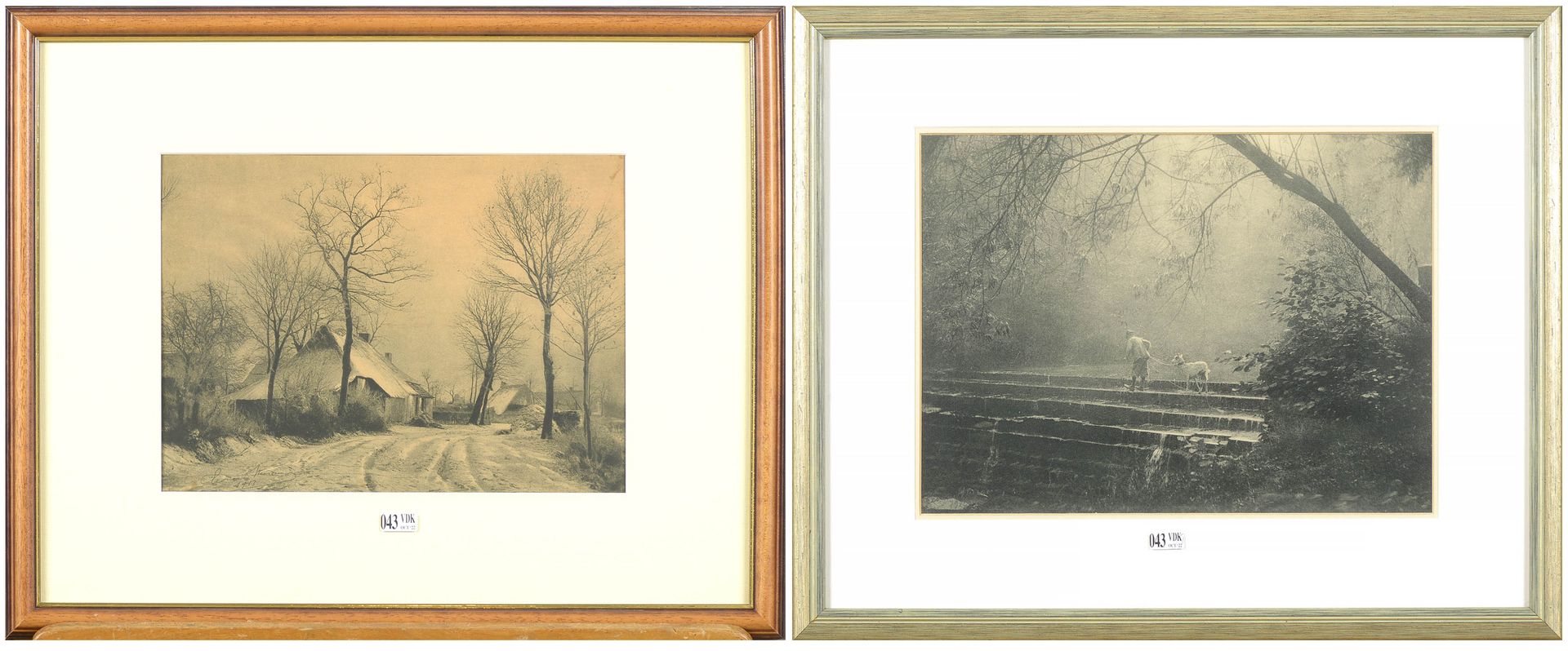 MISONNE Léonard (1870 - 1943) Dos fotografías en impresión mediobroma "Invierno &hellip;