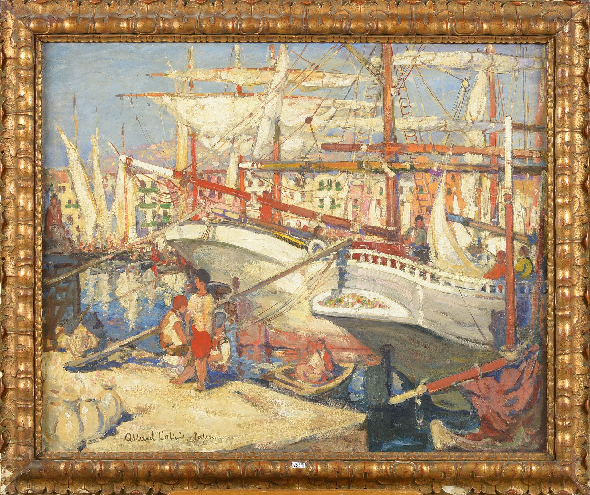 ALLARD L'OLIVIER Fernand (1883 - 1933) Oil on canvas "View of the port of Palerm&hellip;