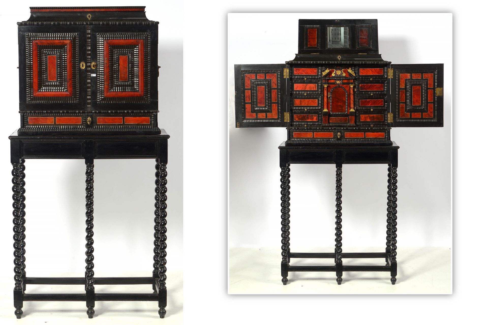 Null Antwerp cabinet in ebony veneer and red tortoiseshell opening with two door&hellip;