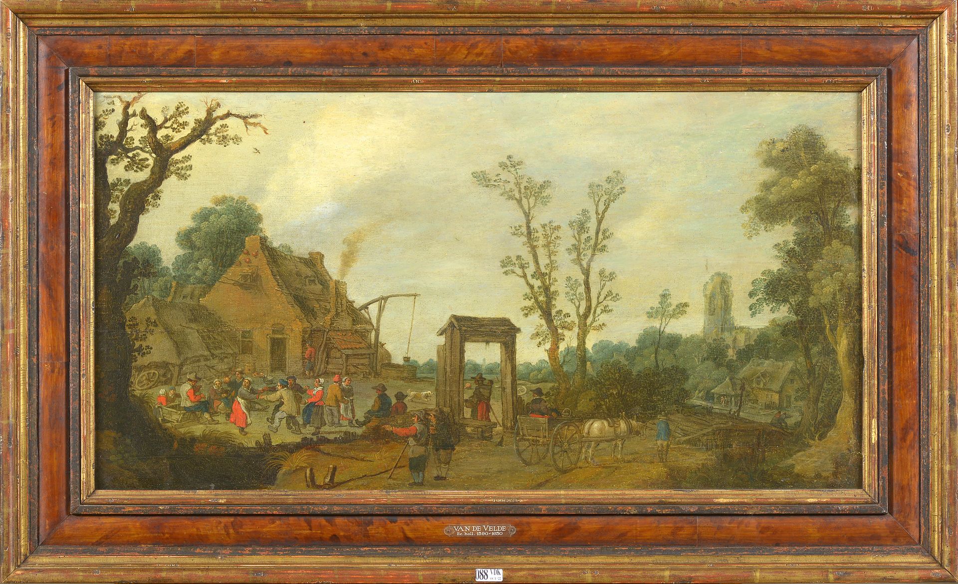 VAN DE VELDE Esaias (vers 1590-1630). Attribué à. 强化橡木板上的油画《乡村盛宴》。归功于长老埃塞亚斯-范-德-&hellip;