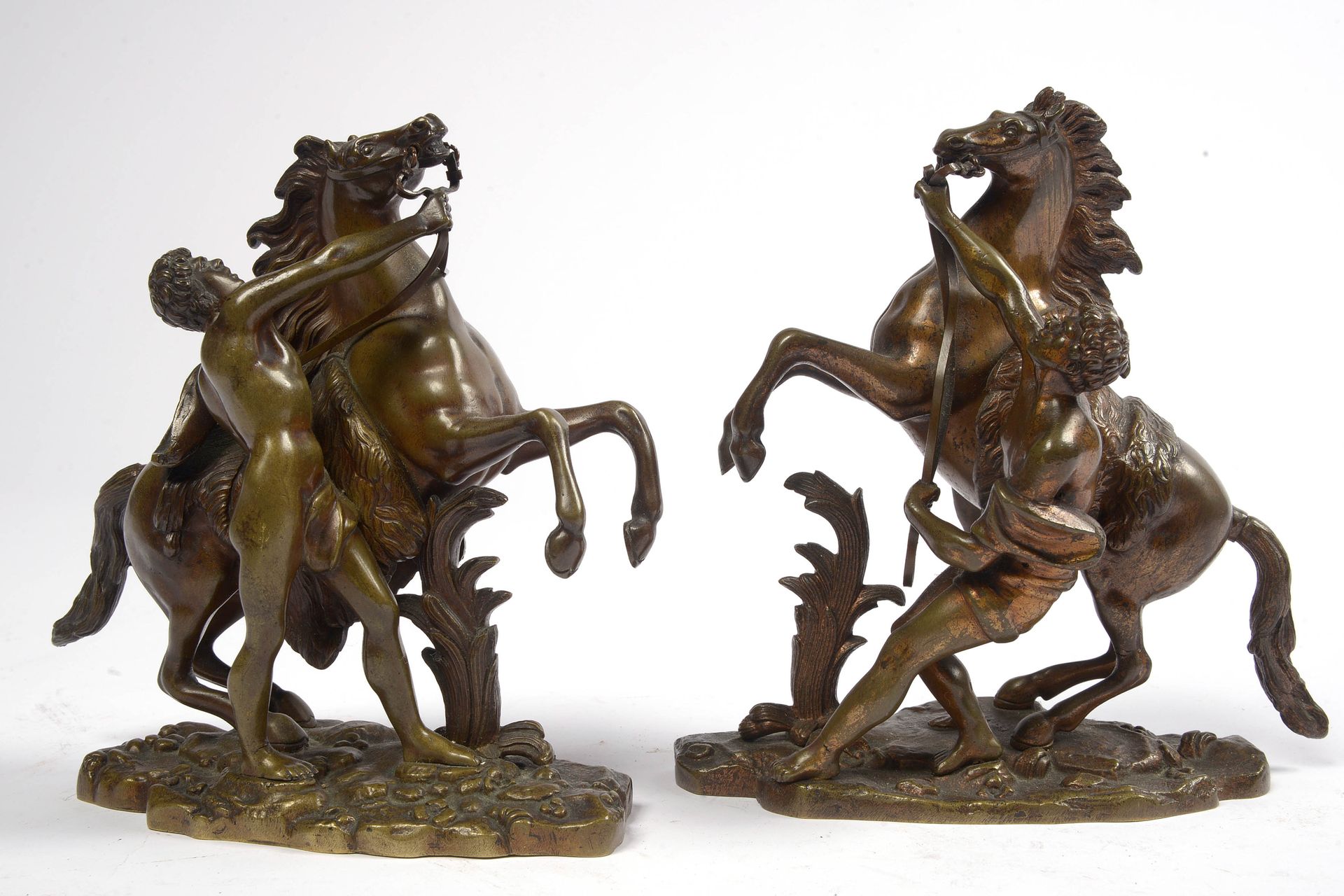 COUSTOU Guillaume (1677 - 1746). D'après. "Horses of Marly" pair of groups in br&hellip;