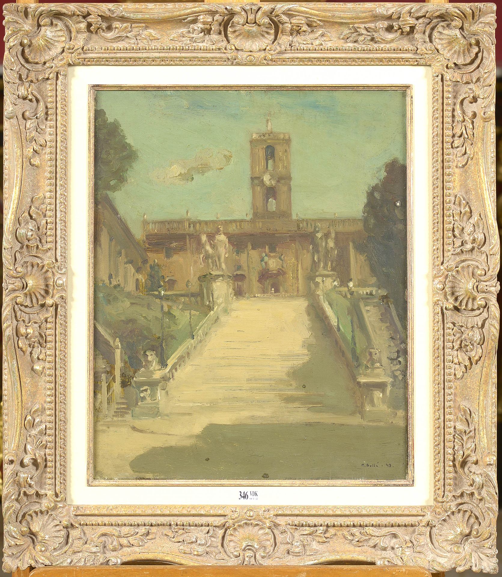 BOLLE Martin (1912 - 1968) 布面油画《罗马国会大厦的楼梯》。右下角有M. Bollé的签名，并注明日期(19)48。比利时的学校。尺寸&hellip;