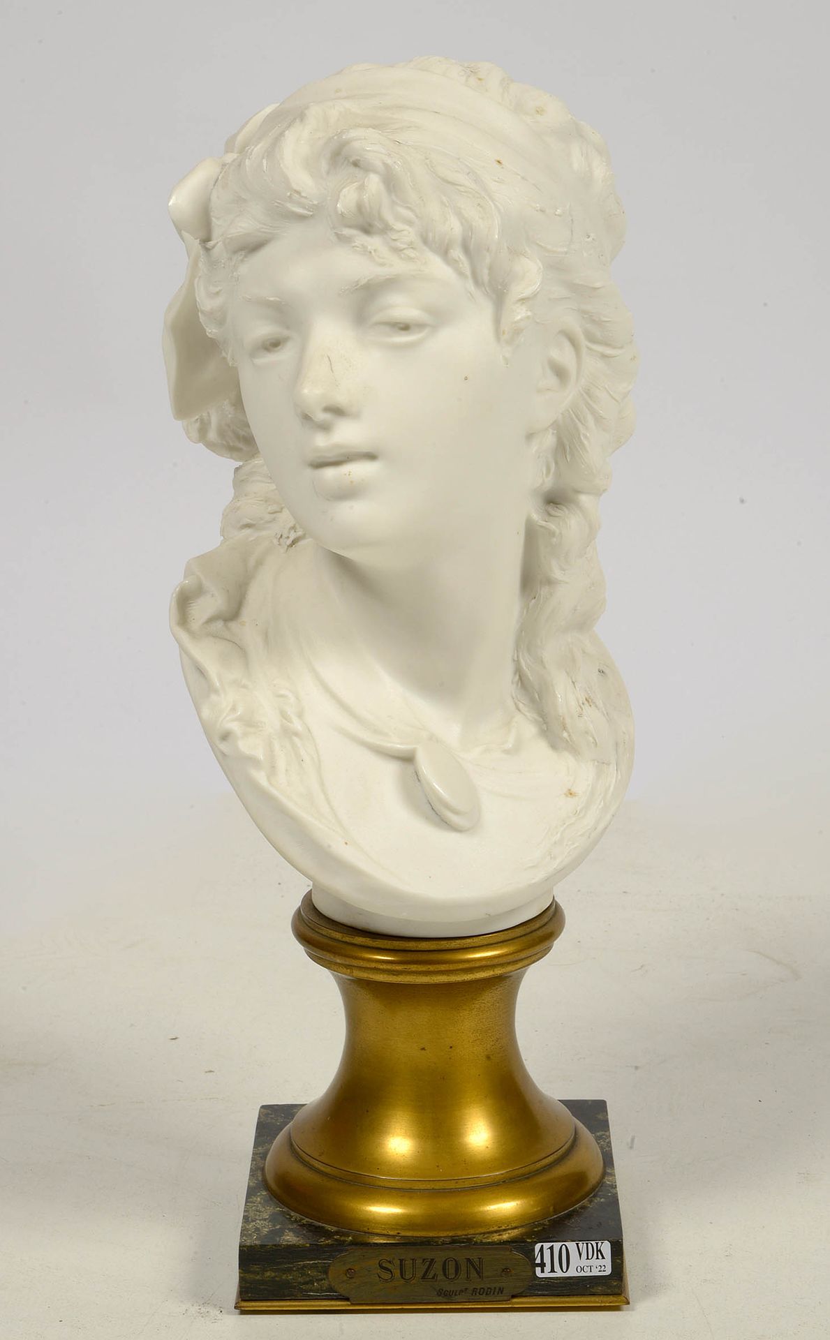 RODIN Auguste (1840 - 1917) "Bust of Suzon" in white porcelain cookie. Signed A.&hellip;