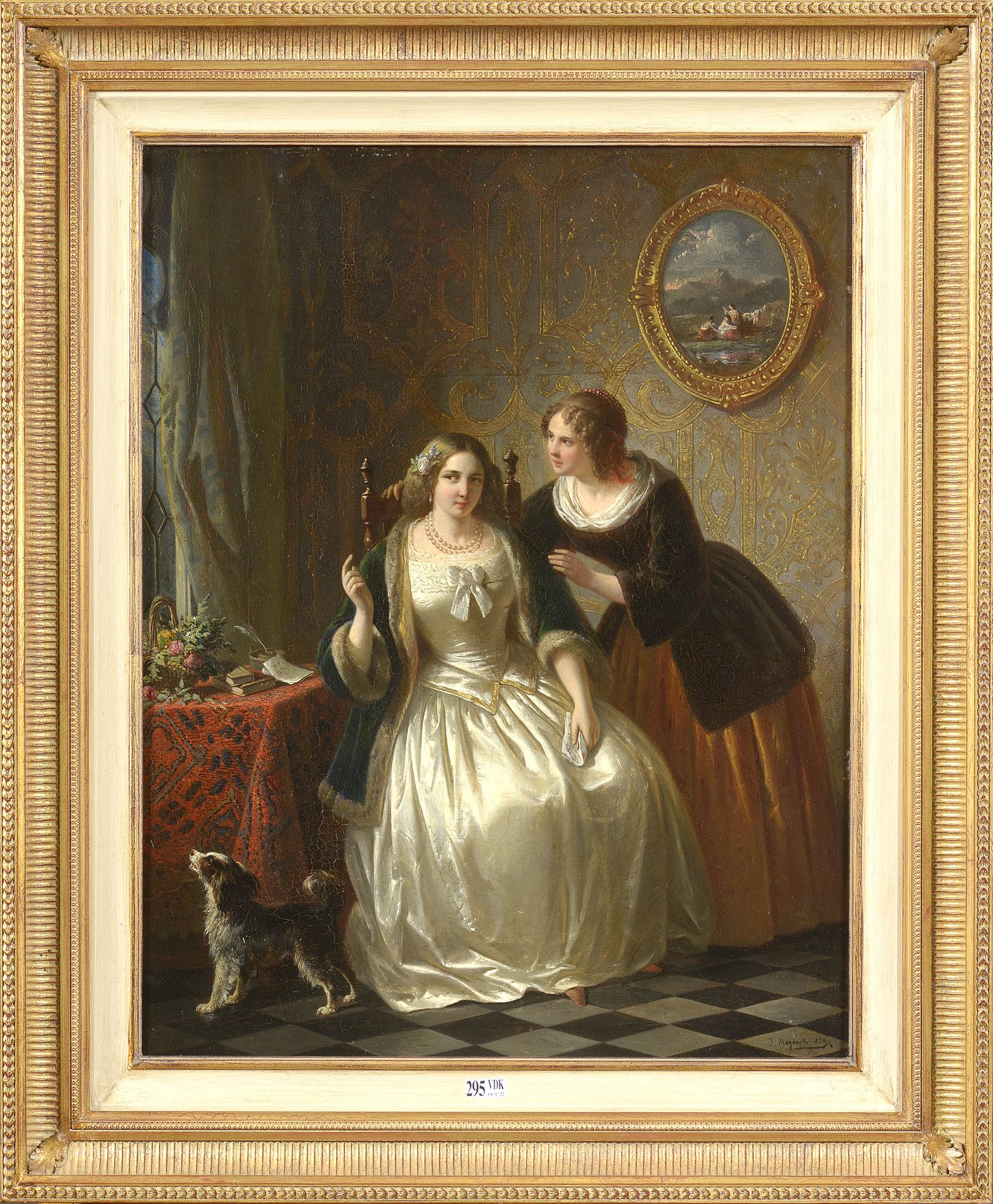 MEGANCK Joseph (1807 - 1891) 油画 "Les confidences"。右下角有J. Meganck的签名和1836年的日期。比利时&hellip;