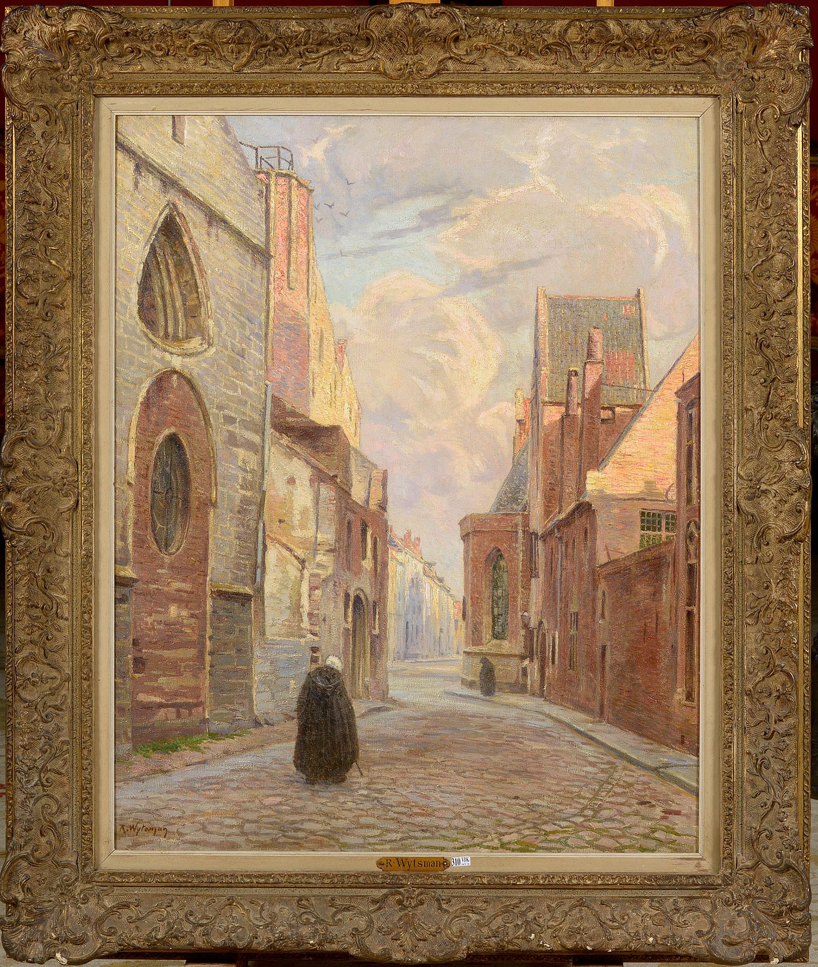 WYTSMAN Rodolphe Paul (1860 - 1927) Huile sur toile "Béguine marchant dans une r&hellip;