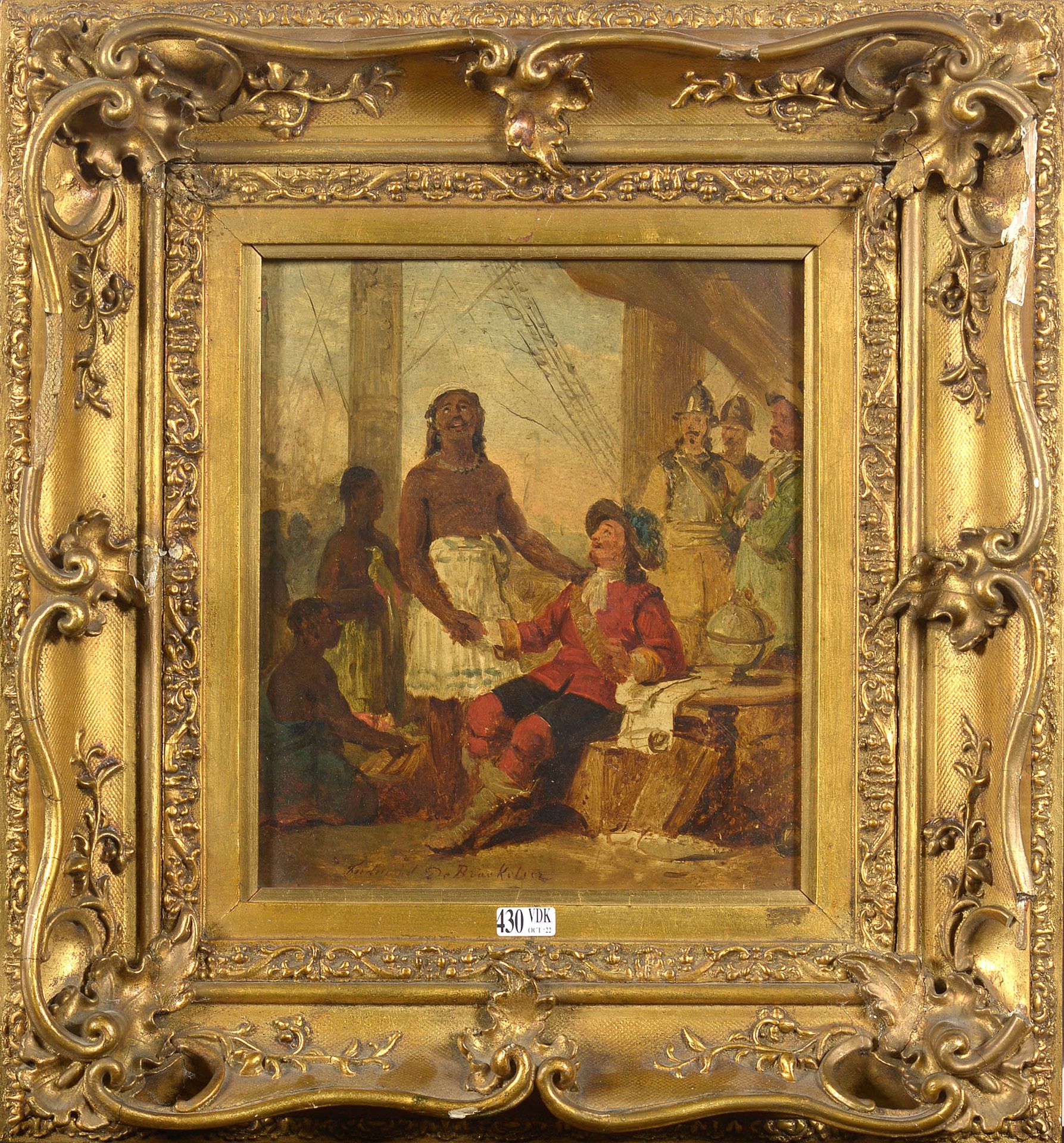 DE BRAEKELEER Ferdinand II (1828 - 1857) Óleo sobre tabla "El noble salvaje". Fi&hellip;