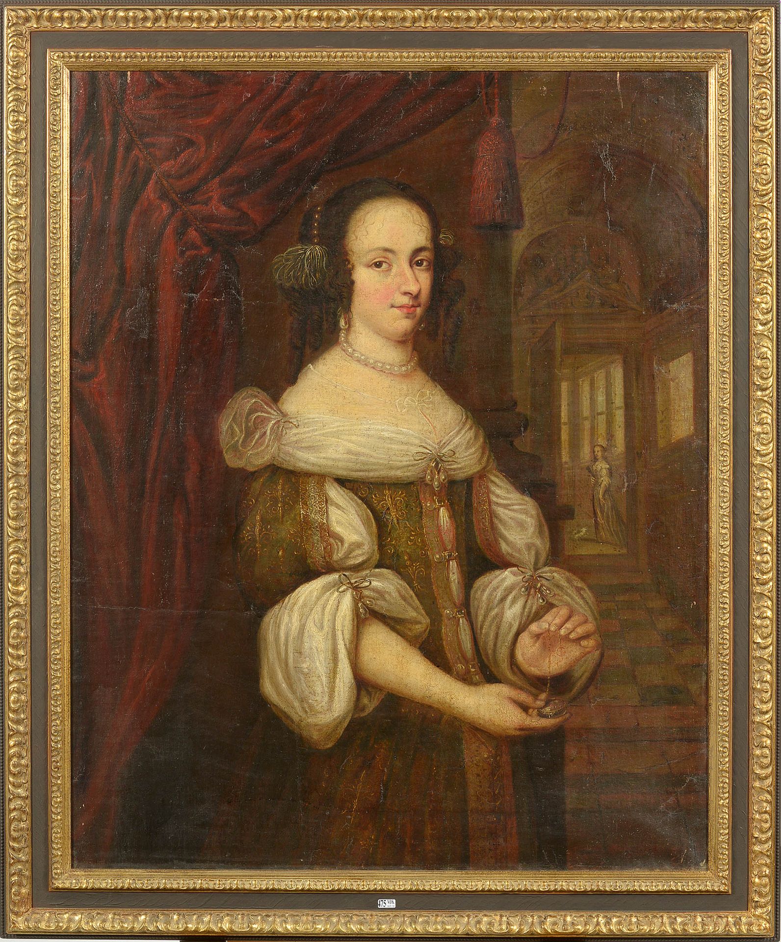 Null Öl auf Leinwand marouflée sur toile "Portrait d'une dame de qualité à la mo&hellip;