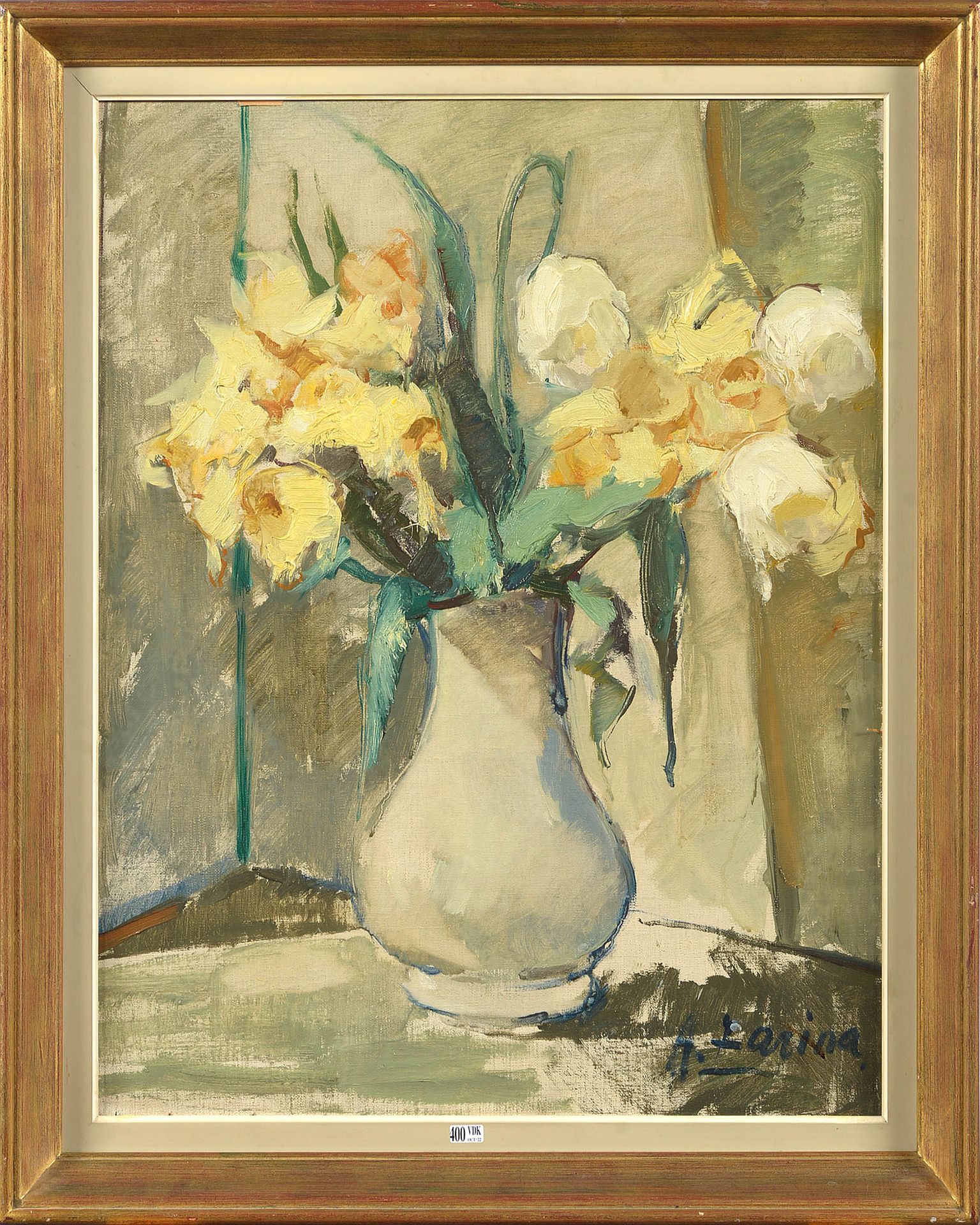 ZARINA Anna Martinowa (1907 - 1984) 布面油画 "Nature morte au bouquet de fleurs"。右下角&hellip;