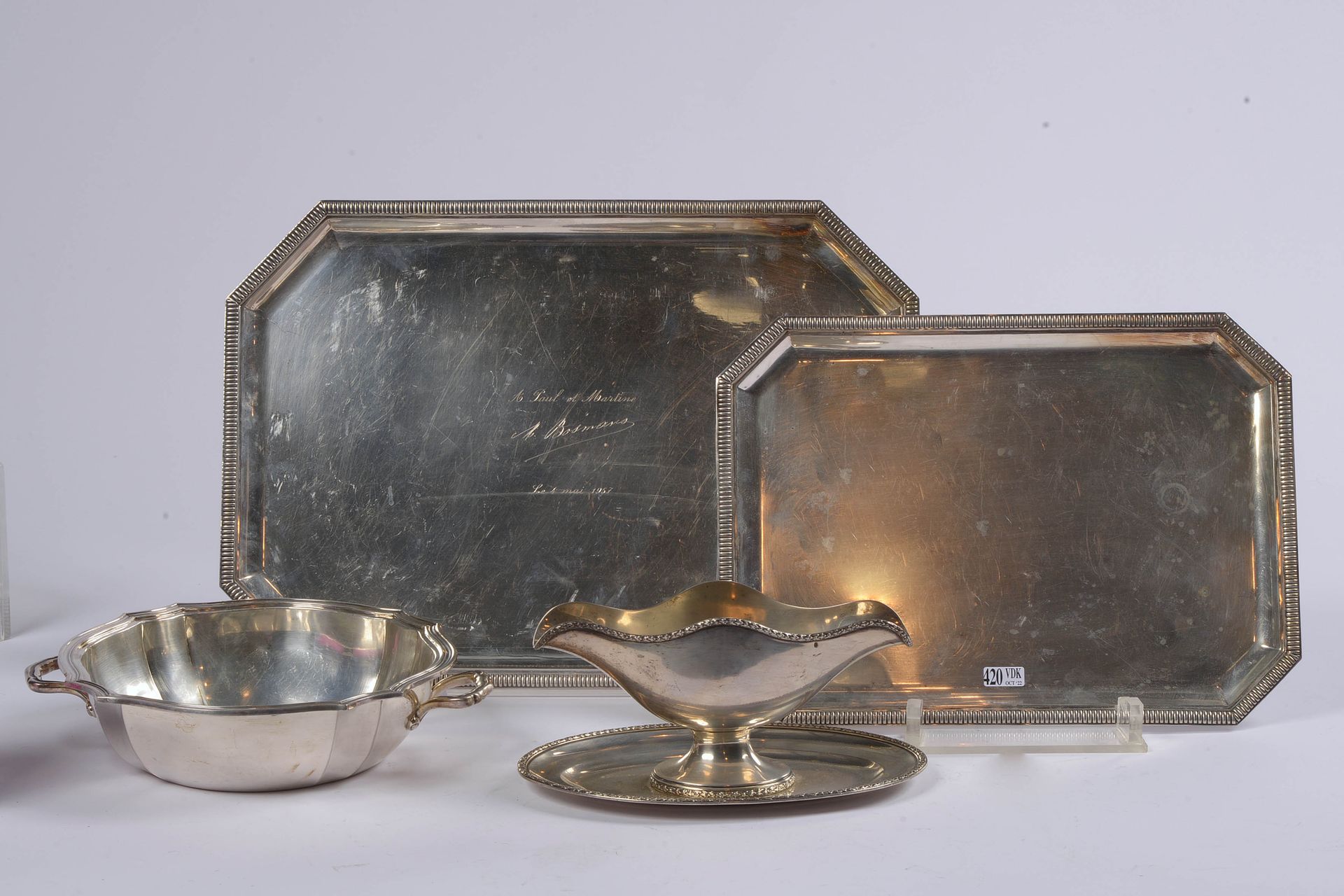 Null Set of four including: a vegetable dish and two octagonal trays with gadroo&hellip;