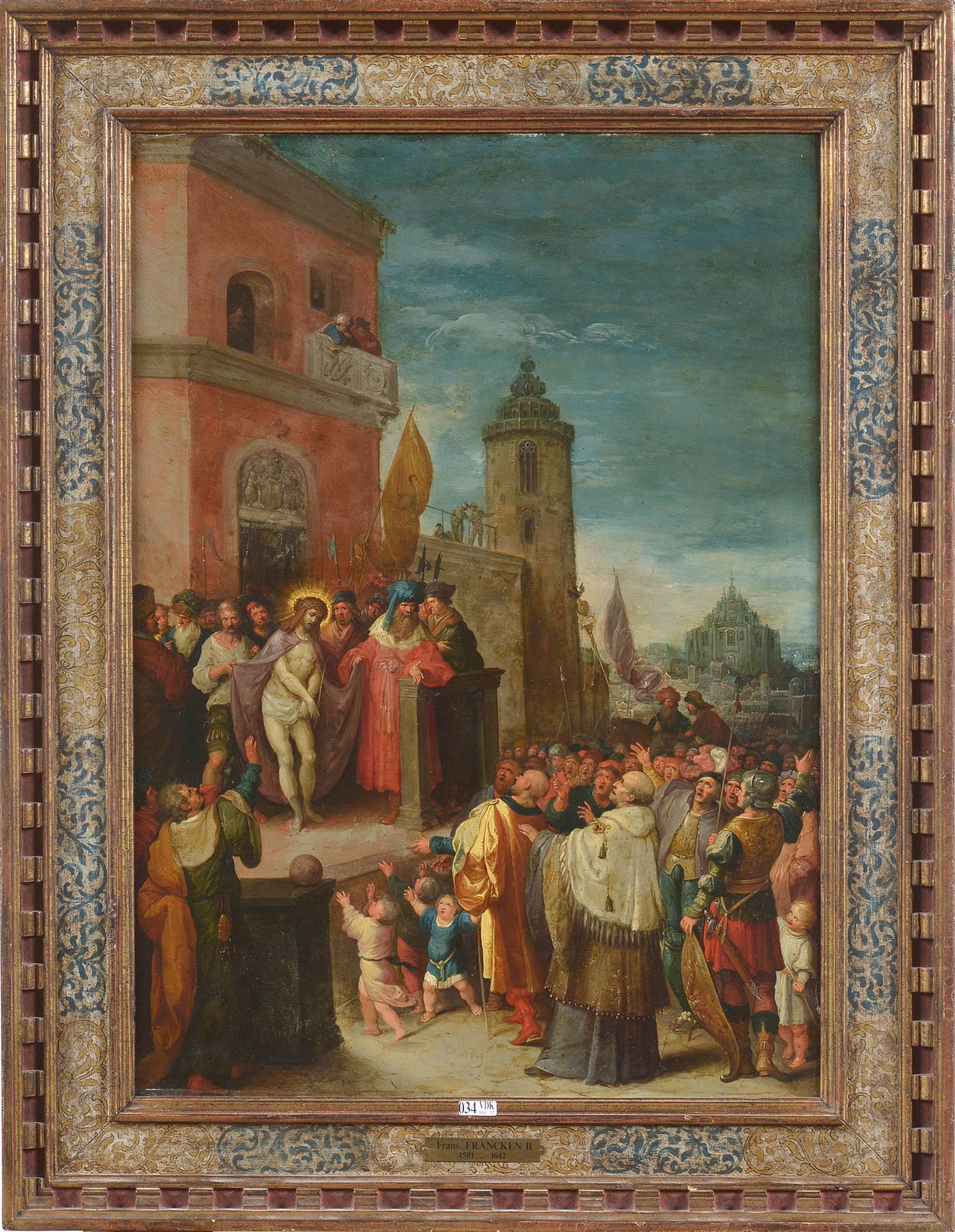 FRANCKEN Frans II (1581 - 1642). Attribué à. 铜上油彩 "Ecce Homo"。归功于弗兰肯二世。佛兰德学校。年代：&hellip;