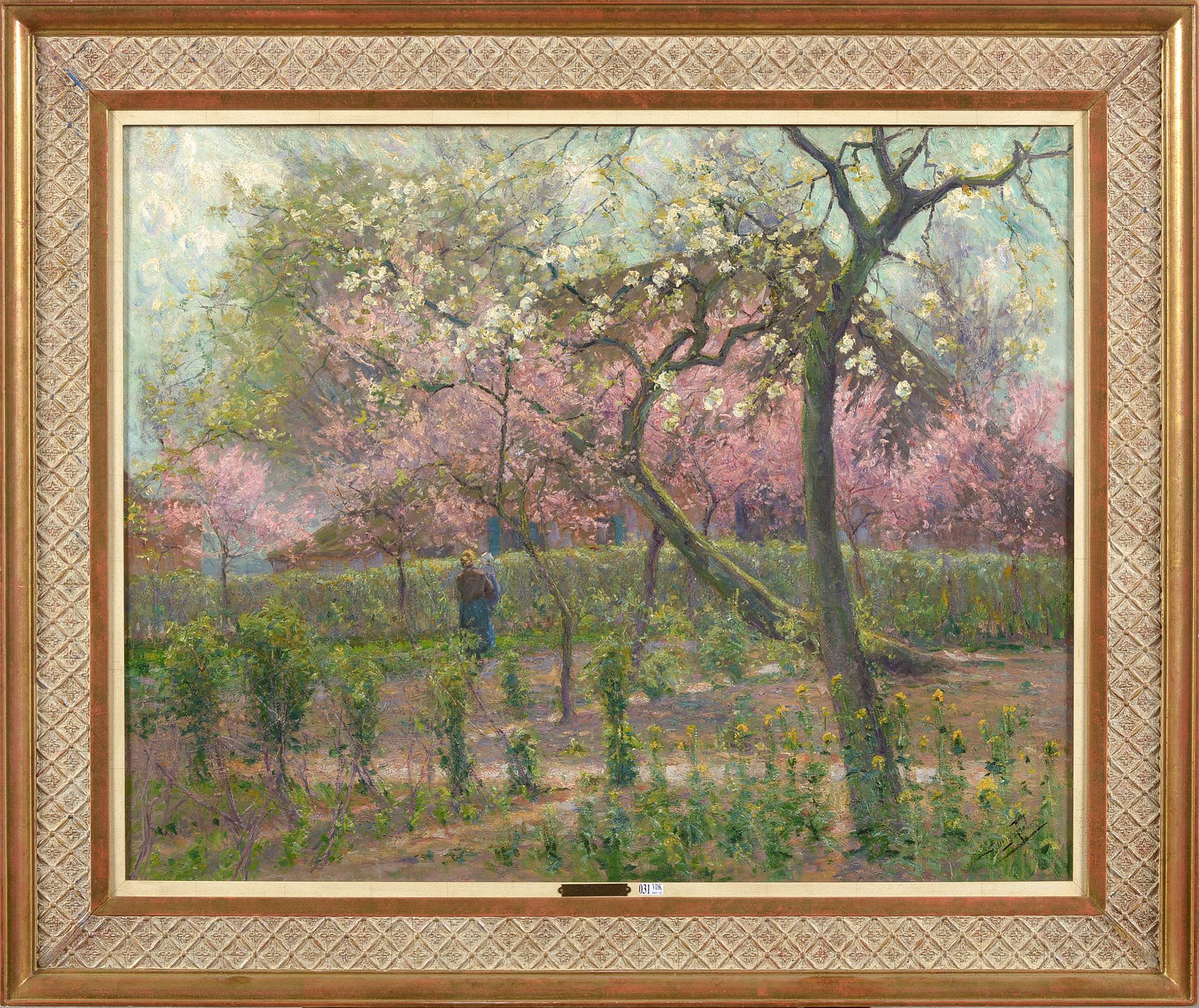 RUL Henry (1862 - 1942) Huile sur toile "Le verger en fleurs". Signé en bas à dr&hellip;
